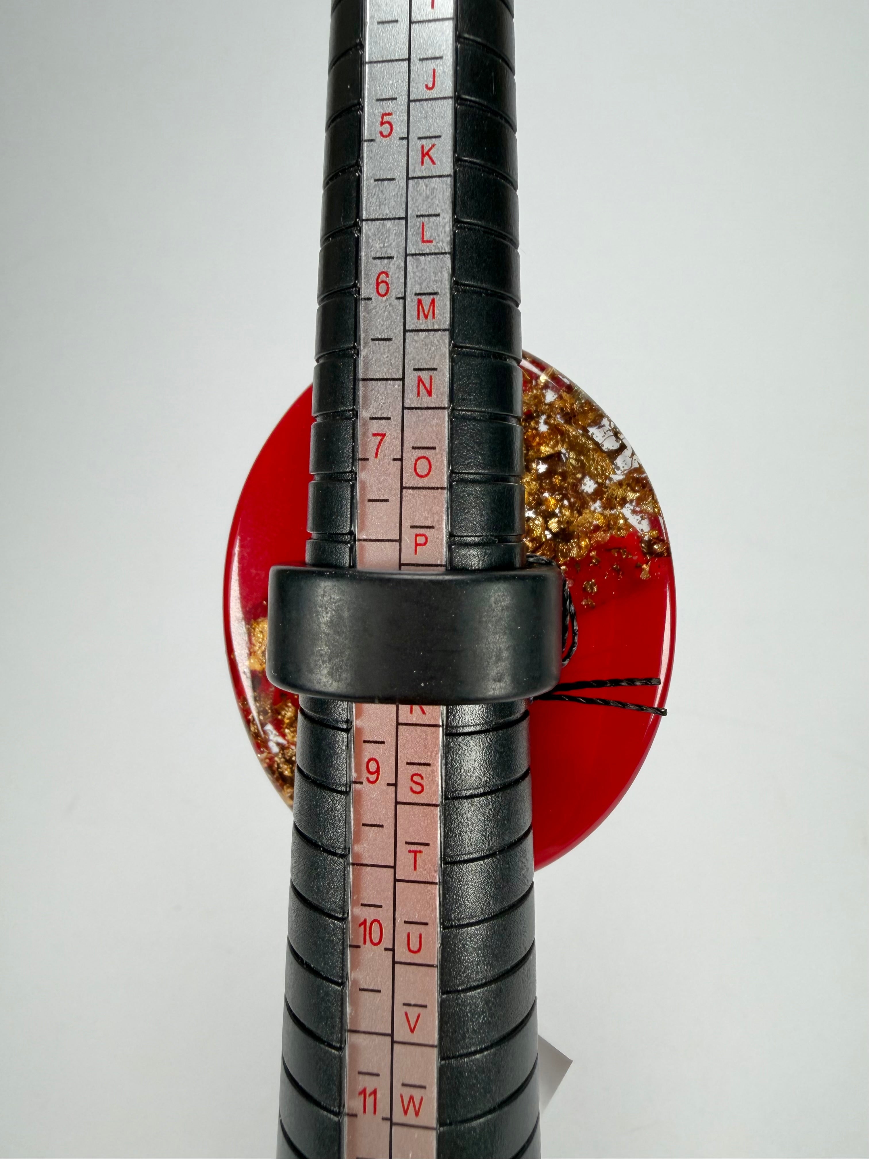 Sobral - Metalique "Munique" Orlando Red Resin Ring ( 005145 ) - Size UK Q  / US 8