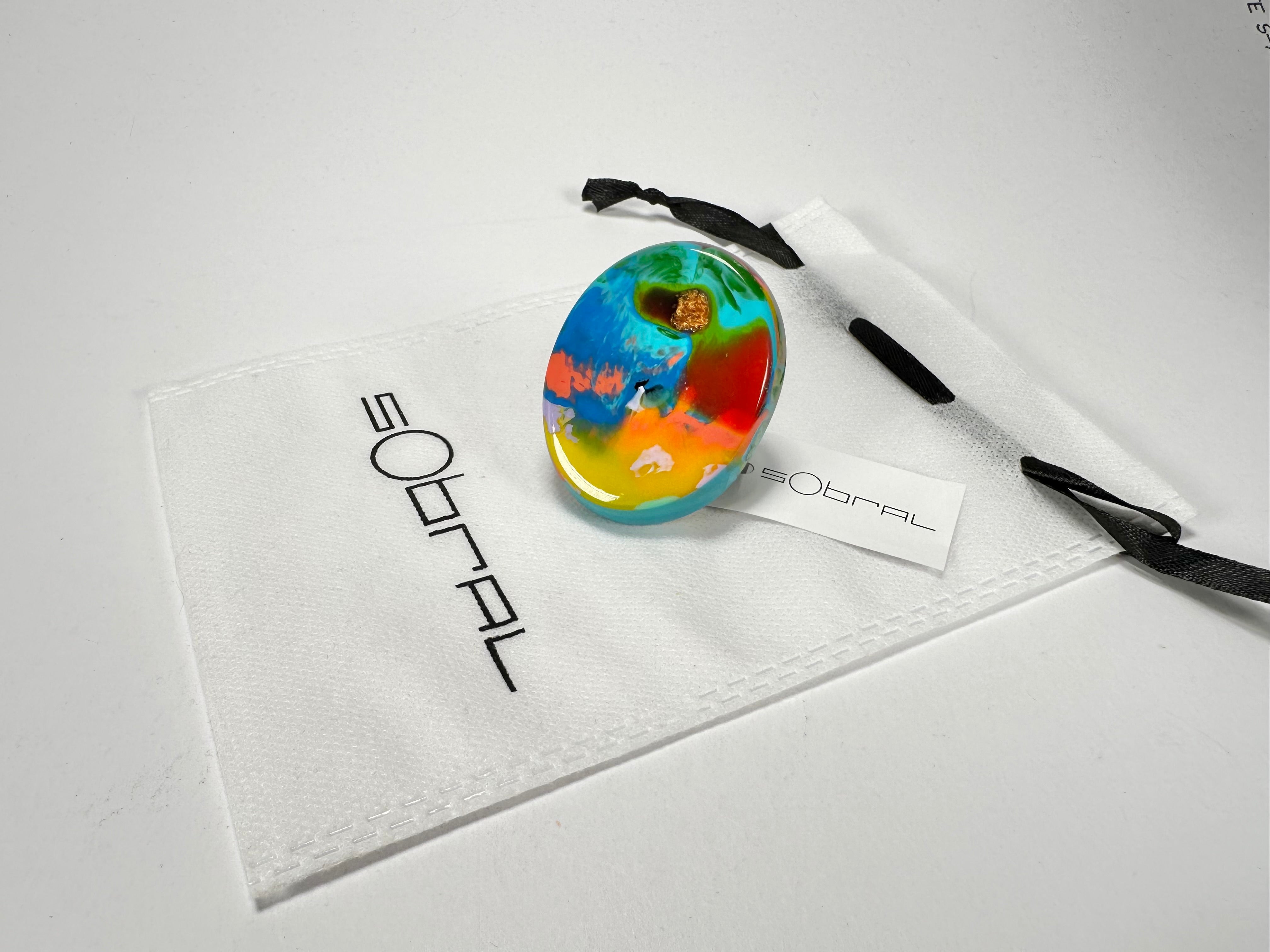 Sobral - Multi-Colour "Munique" K.Polido Resin Ring ( 005145 ) - Size UK U / US 10