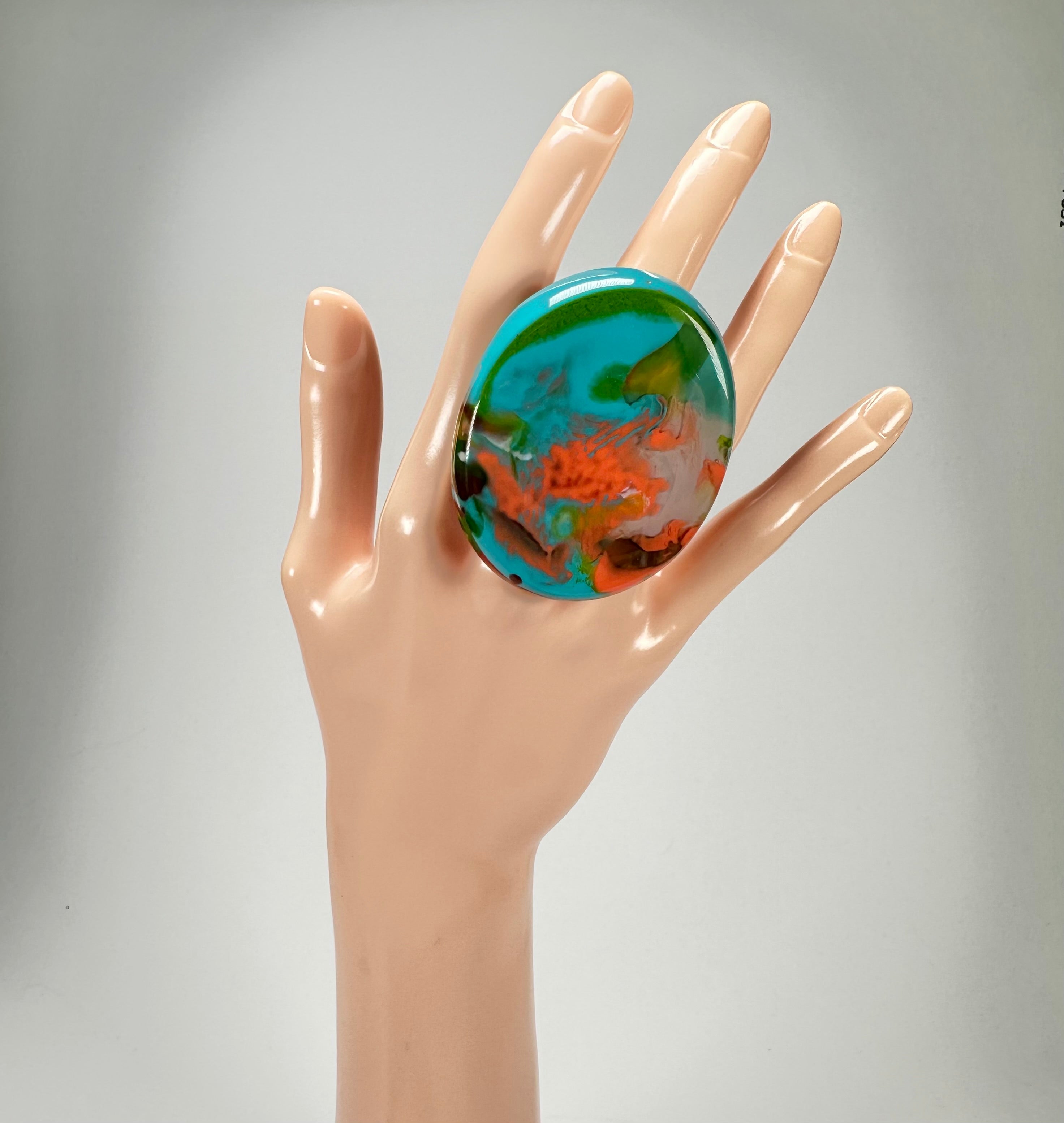 Sobral - Multi-Colour "Munique" K.Polido Resin Ring ( 005145 ) - Size UK T / US 9.5
