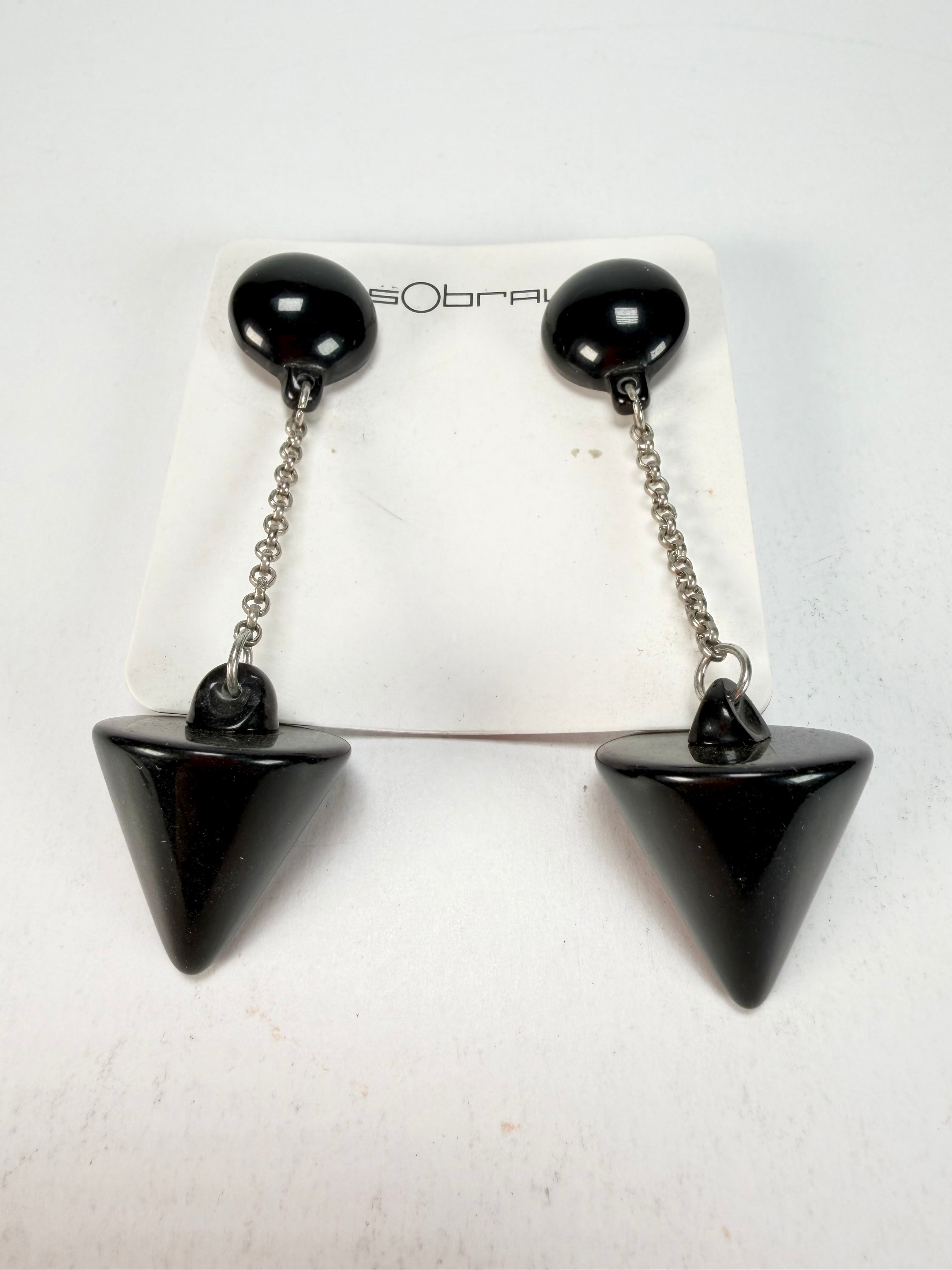 Sobral - Mix 2023 "MD KL" Black Cones Resin Earrings ( 005370 )