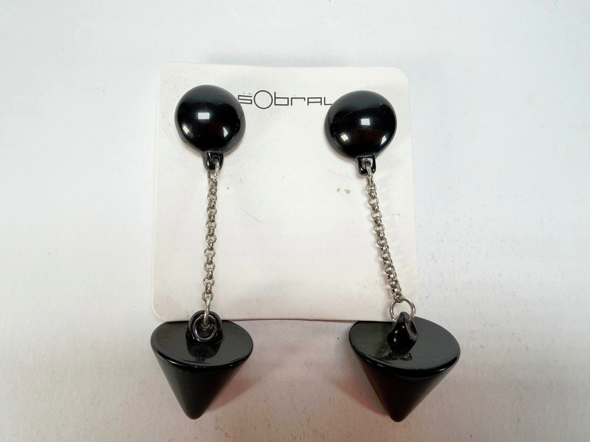 Sobral - Mix 2023 "MD KL" Black Cones Resin Earrings ( 005370 )