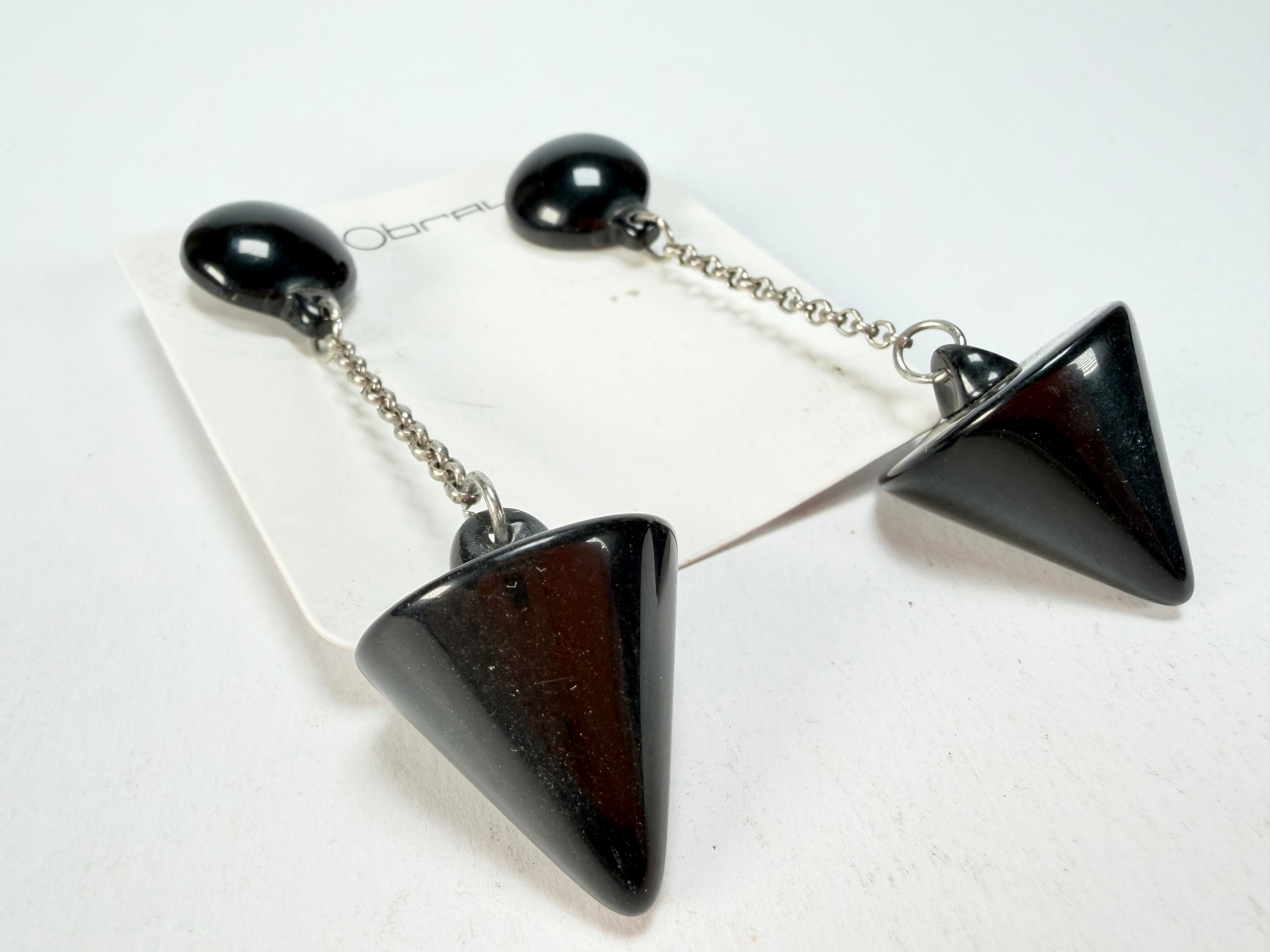 Sobral - Mix 2023 "MD KL" Black Cones Resin Earrings ( 005370 )