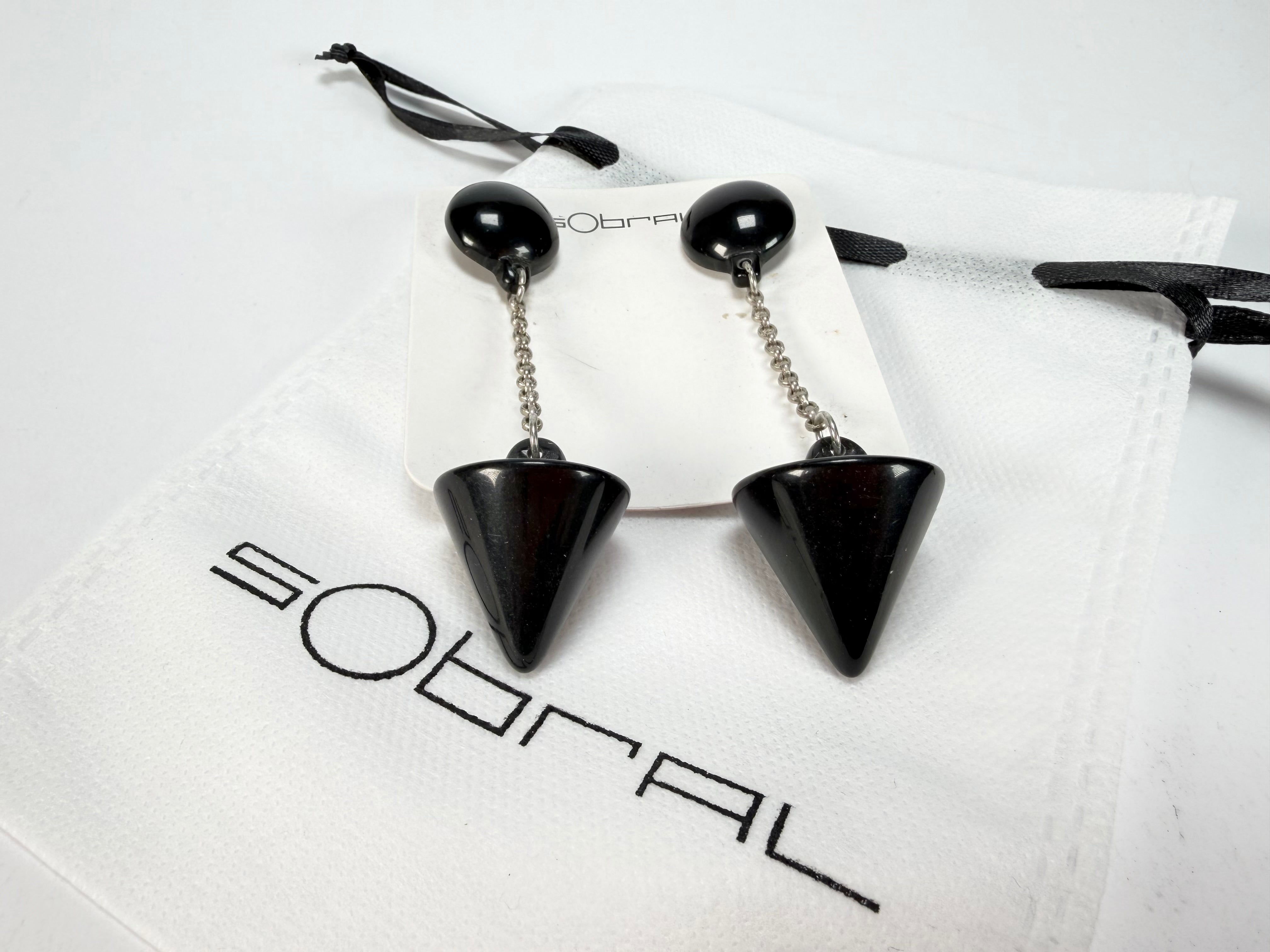 Sobral - Mix 2023 "MD KL" Black Cones Resin Earrings ( 005370 )