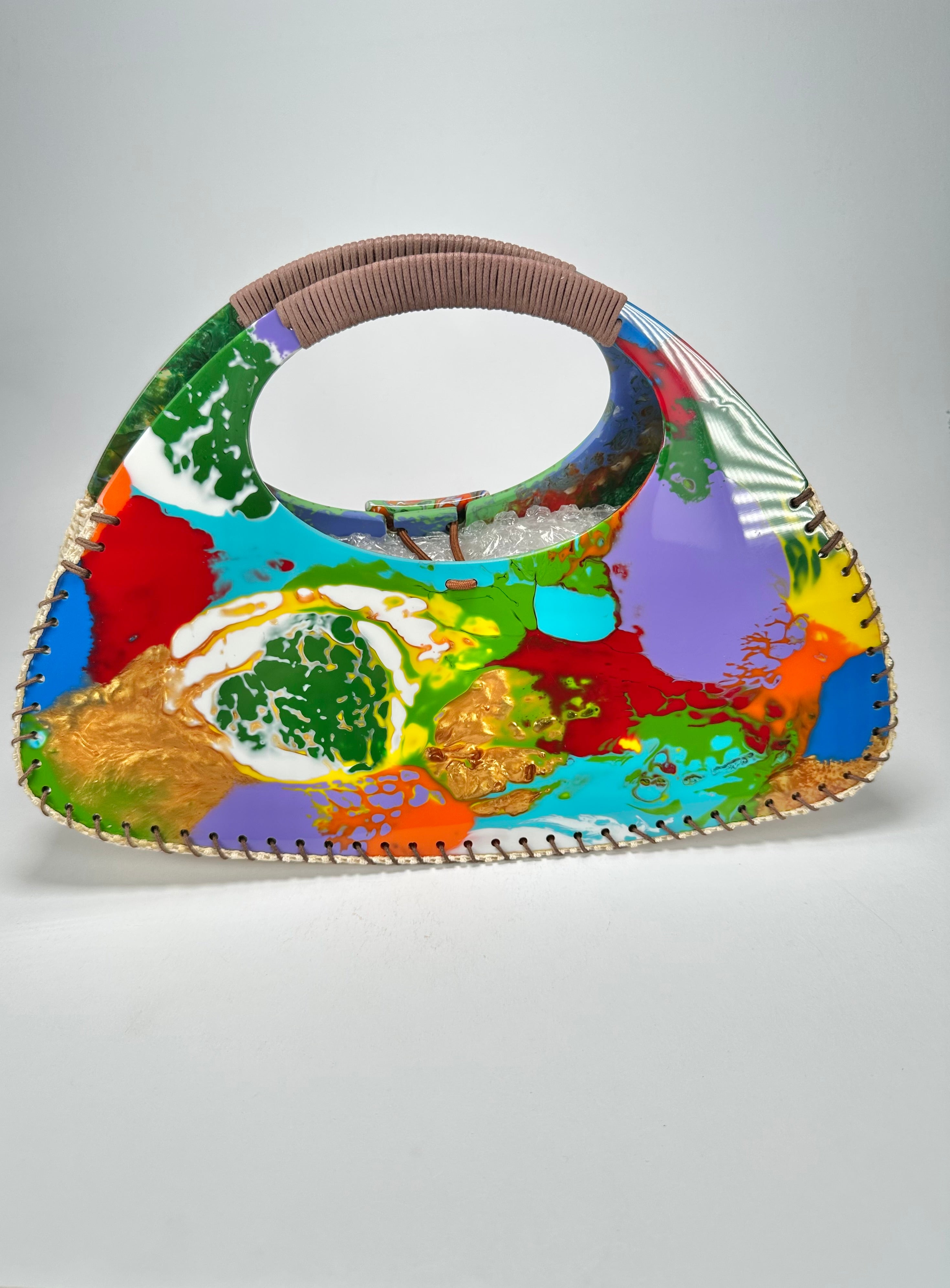 Sobral - Multi-Colour "Retro " Pollock Resin Handbag ( 005315 )