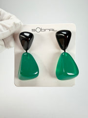 Sobral - Mix 2023 "Cusco" Black & Green Cristal Resin Earrings ( 005410 )