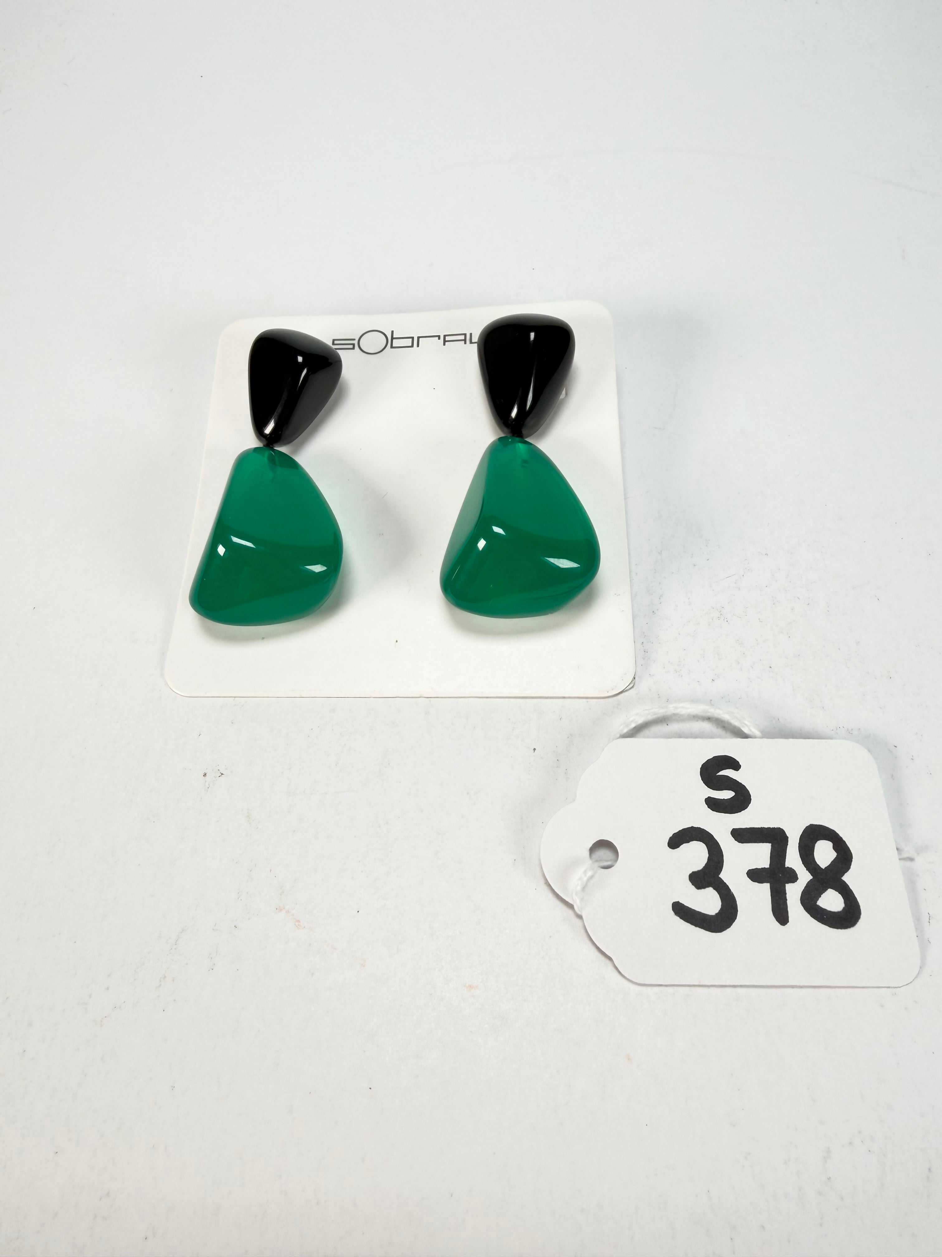 Sobral - Mix 2023 "Cusco" Black & Green Cristal Resin Earrings ( 005410 )