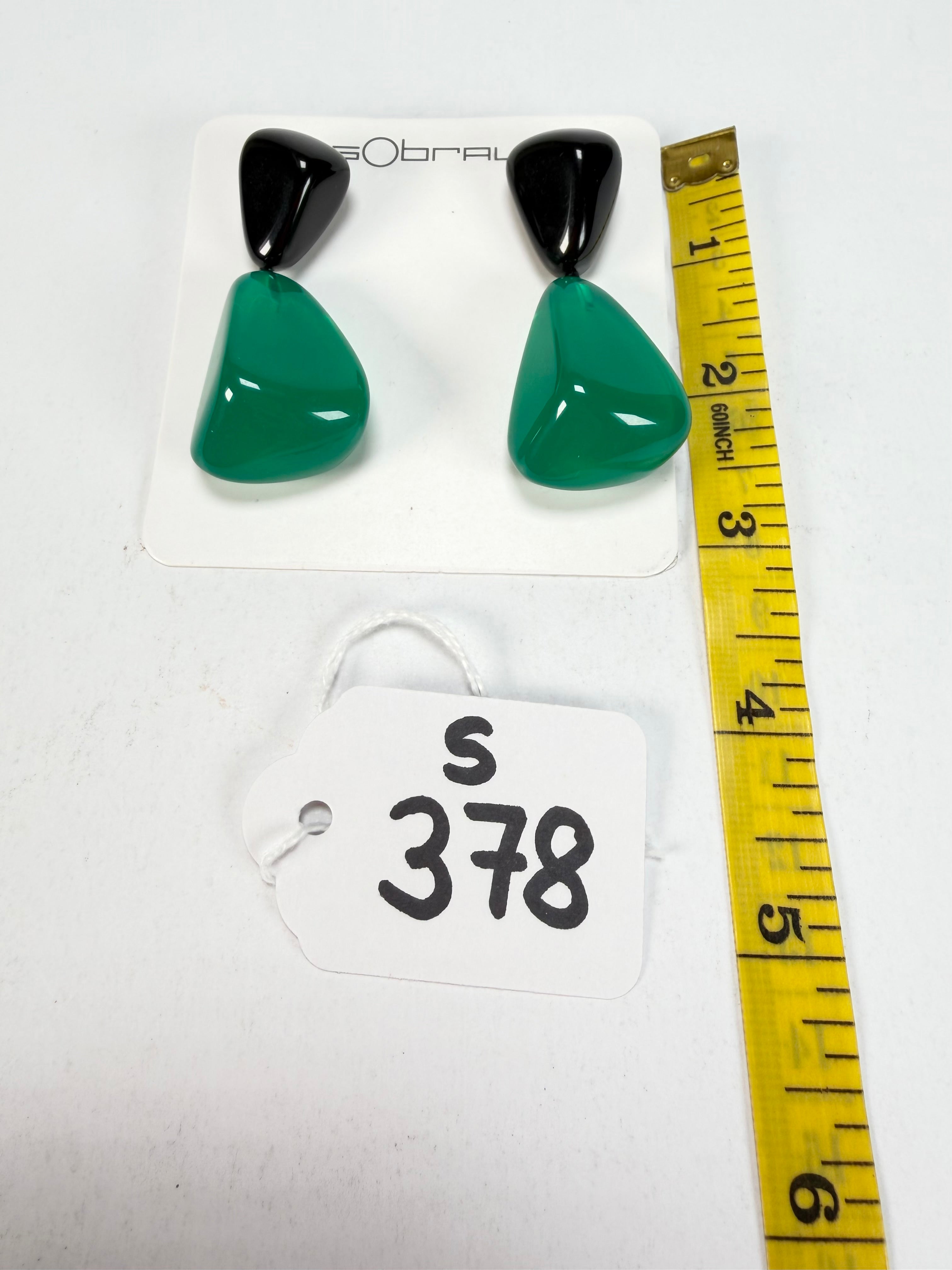 Sobral - Mix 2023 "Cusco" Black & Green Cristal Resin Earrings ( 005410 )