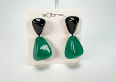 Sobral - Mix 2023 "Cusco" Black & Green Cristal Resin Earrings ( 005410 )