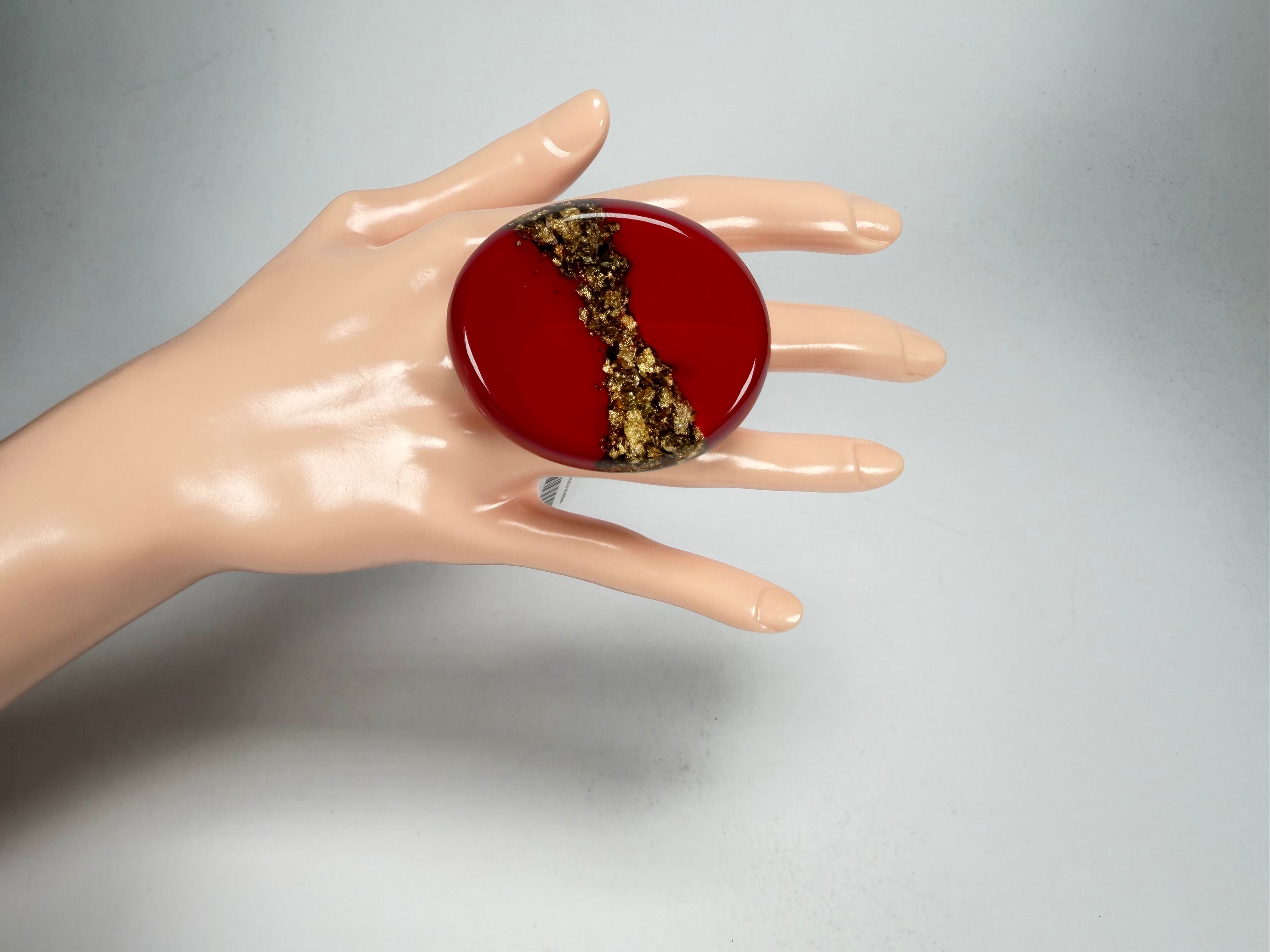 Sobral - Metalique "Munique" Orlando Red Resin Ring ( 005145 ) - Size UK Q / US 8