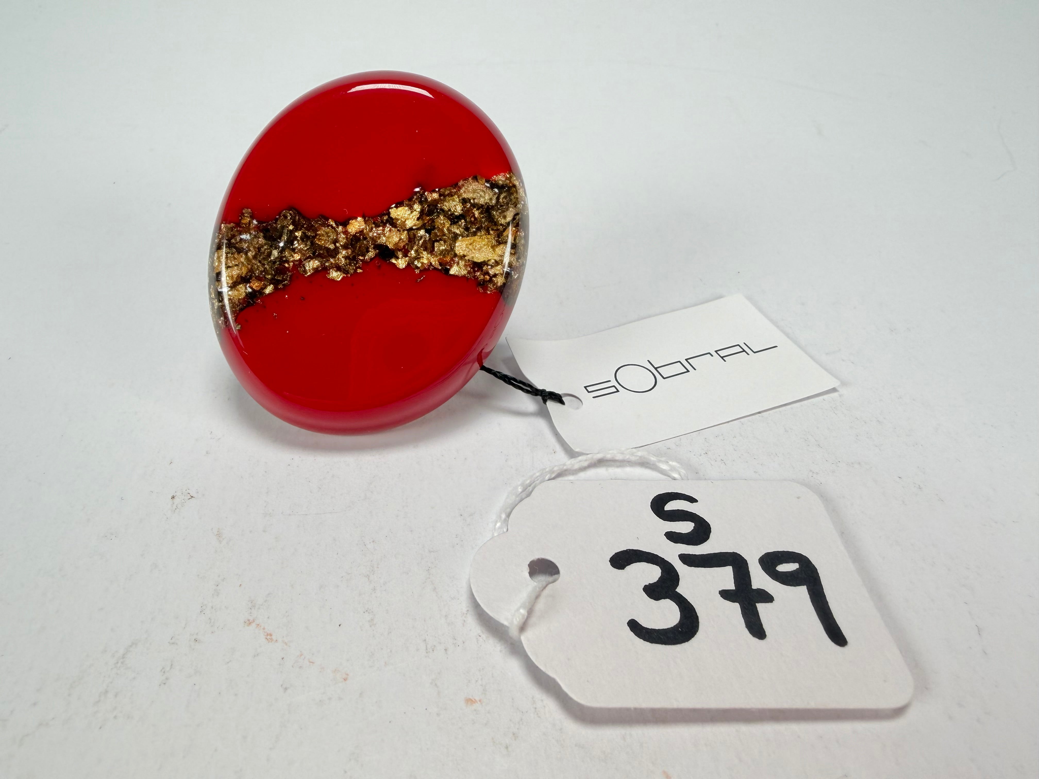 Sobral - Metalique "Munique" Orlando Red Resin Ring ( 005145 ) - Size UK Q / US 8