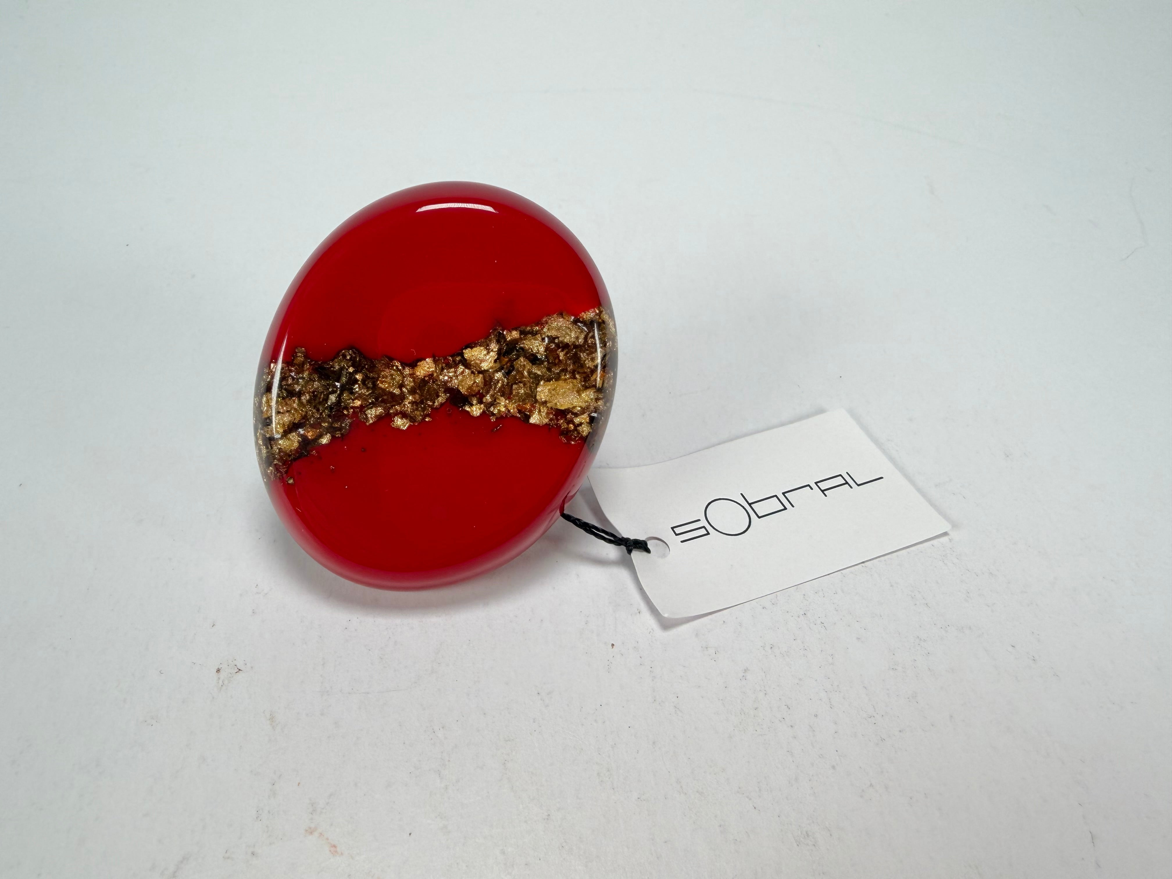 Sobral - Metalique "Munique" Orlando Red Resin Ring ( 005145 ) - Size UK Q / US 8