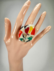 Sobral - Caillou Marfim "Poesia" Resin Ring ( 003597 ) - Size UK Q / US 8