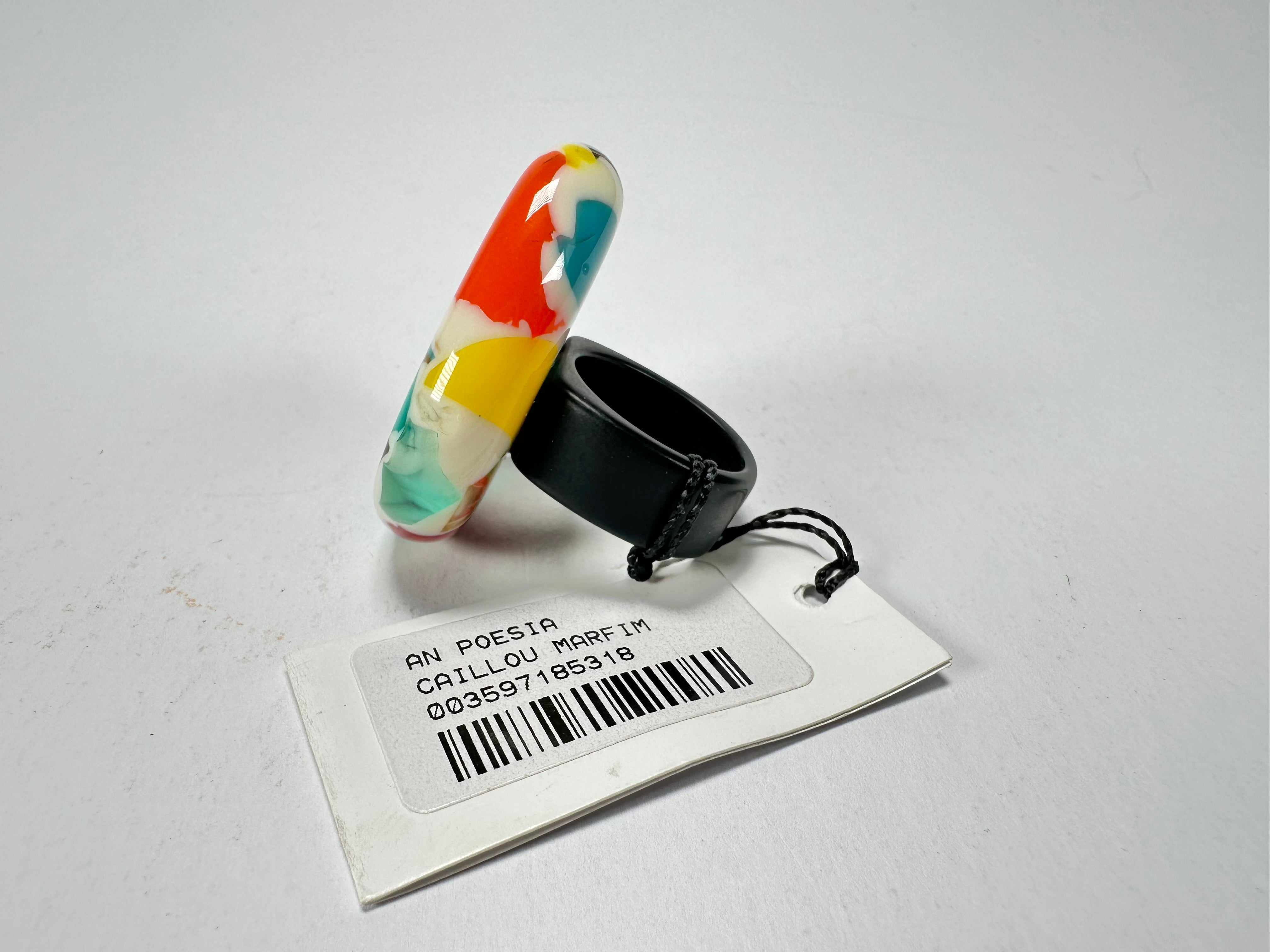Sobral - Caillou Marfim "Poesia" Resin Ring ( 003597 ) - Size UK Q / US 8
