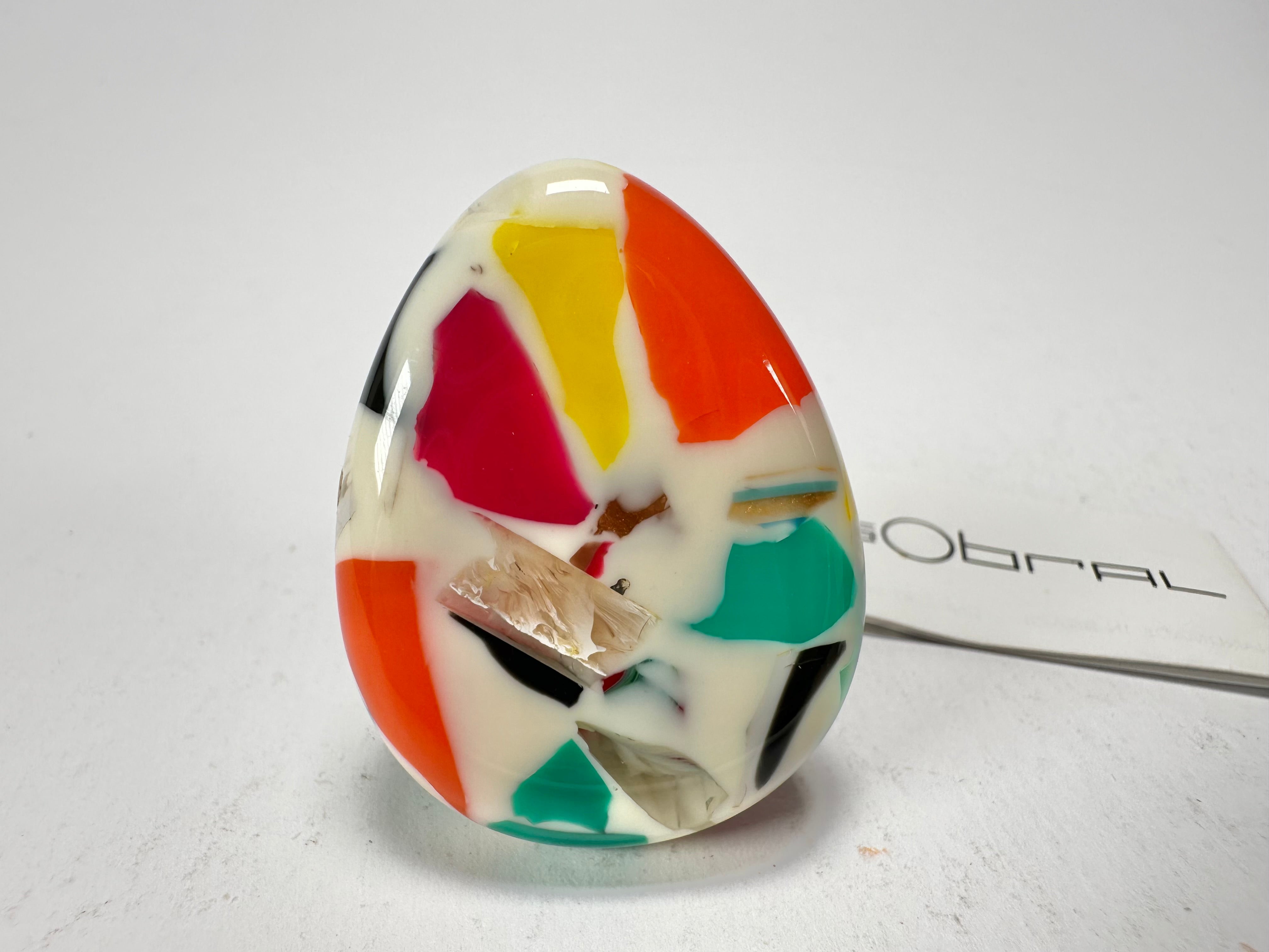 Sobral - Caillou Marfim "Poesia" Resin Ring ( 003597 ) - Size UK Q / US 8
