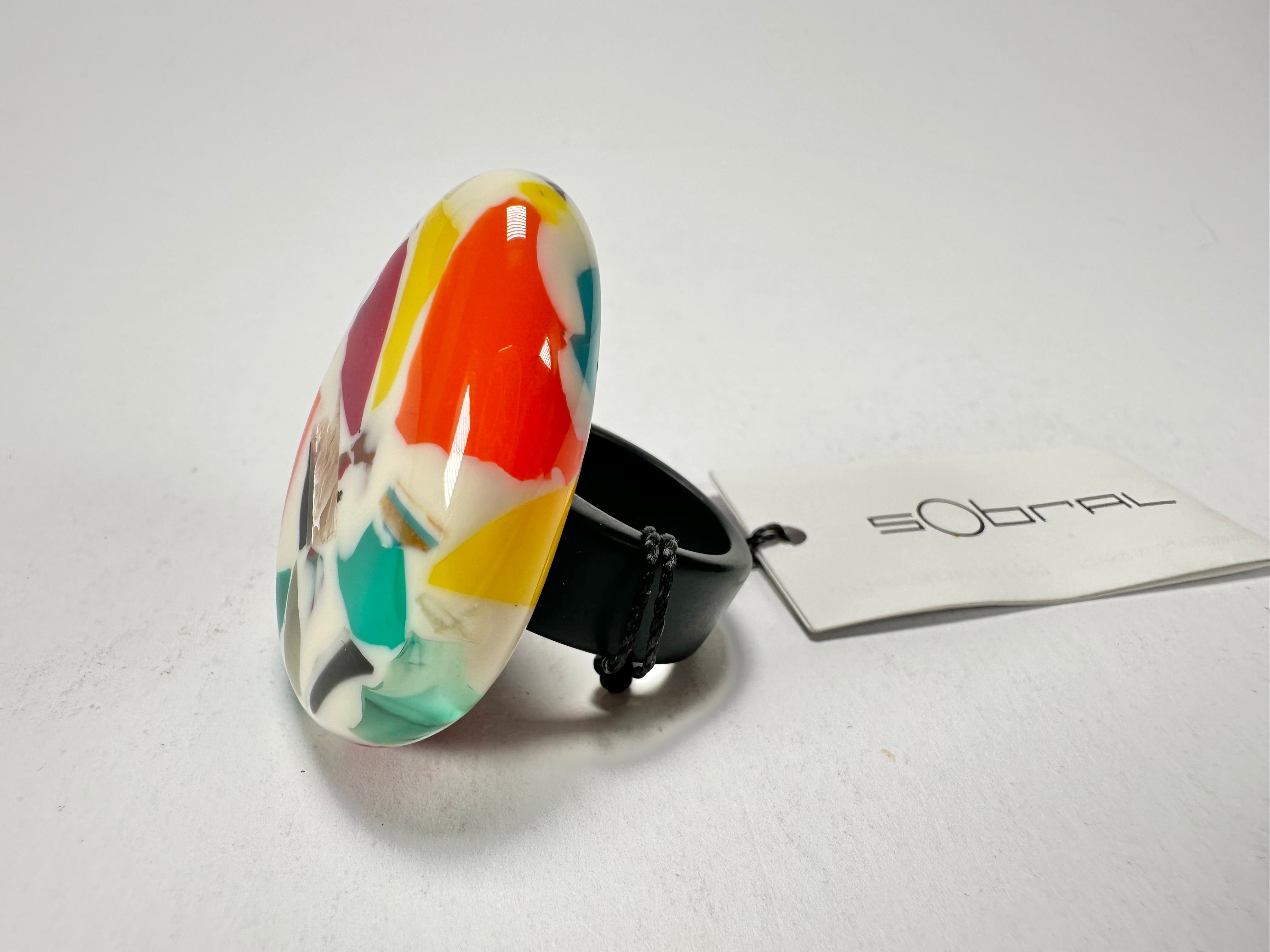 Sobral - Caillou Marfim "Poesia" Resin Ring ( 003597 ) - Size UK Q / US 8
