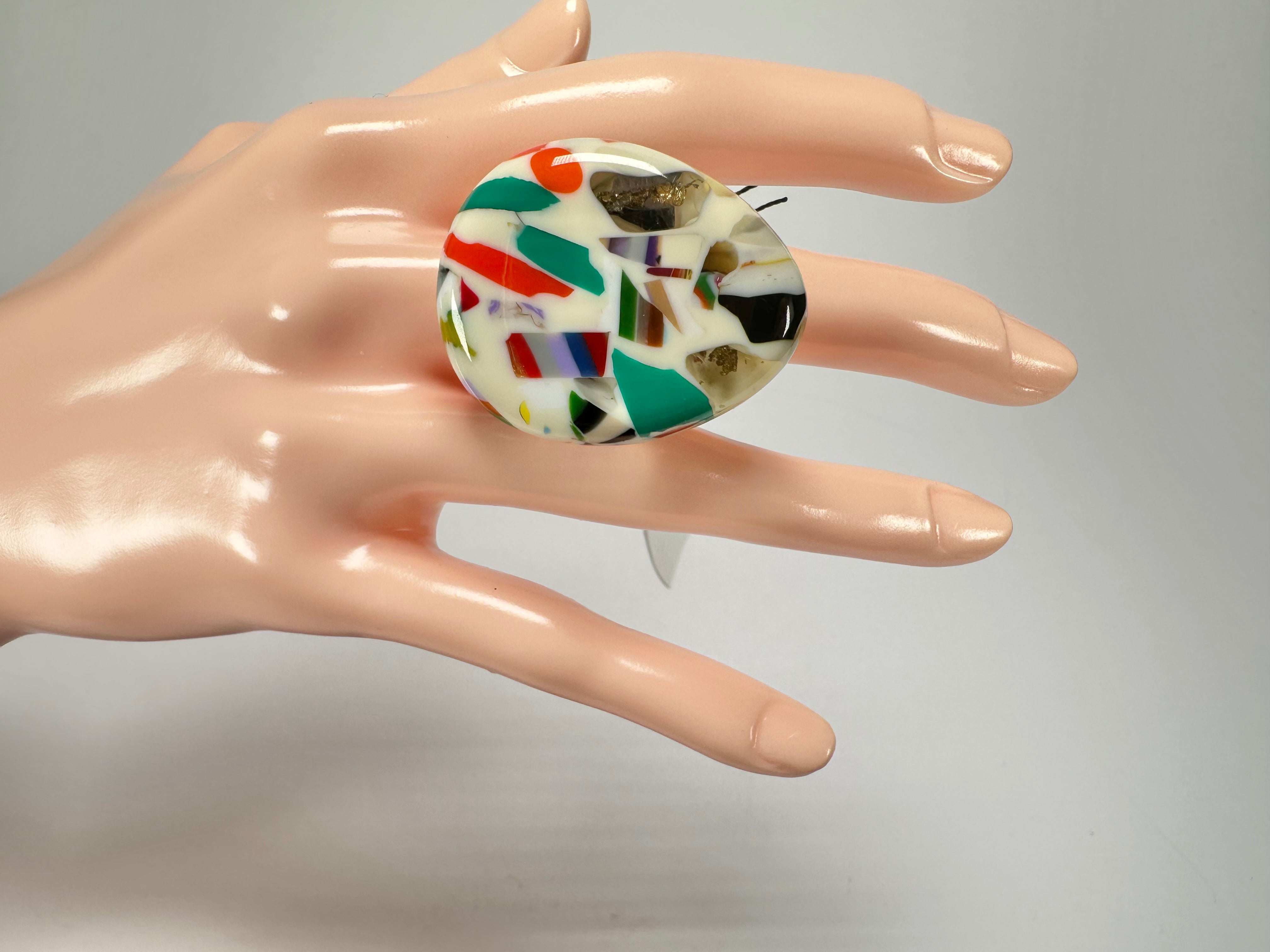 Sobral - Caillou Marfim "Poesia" Resin Ring ( 003597 ) - Size UK S / US 9