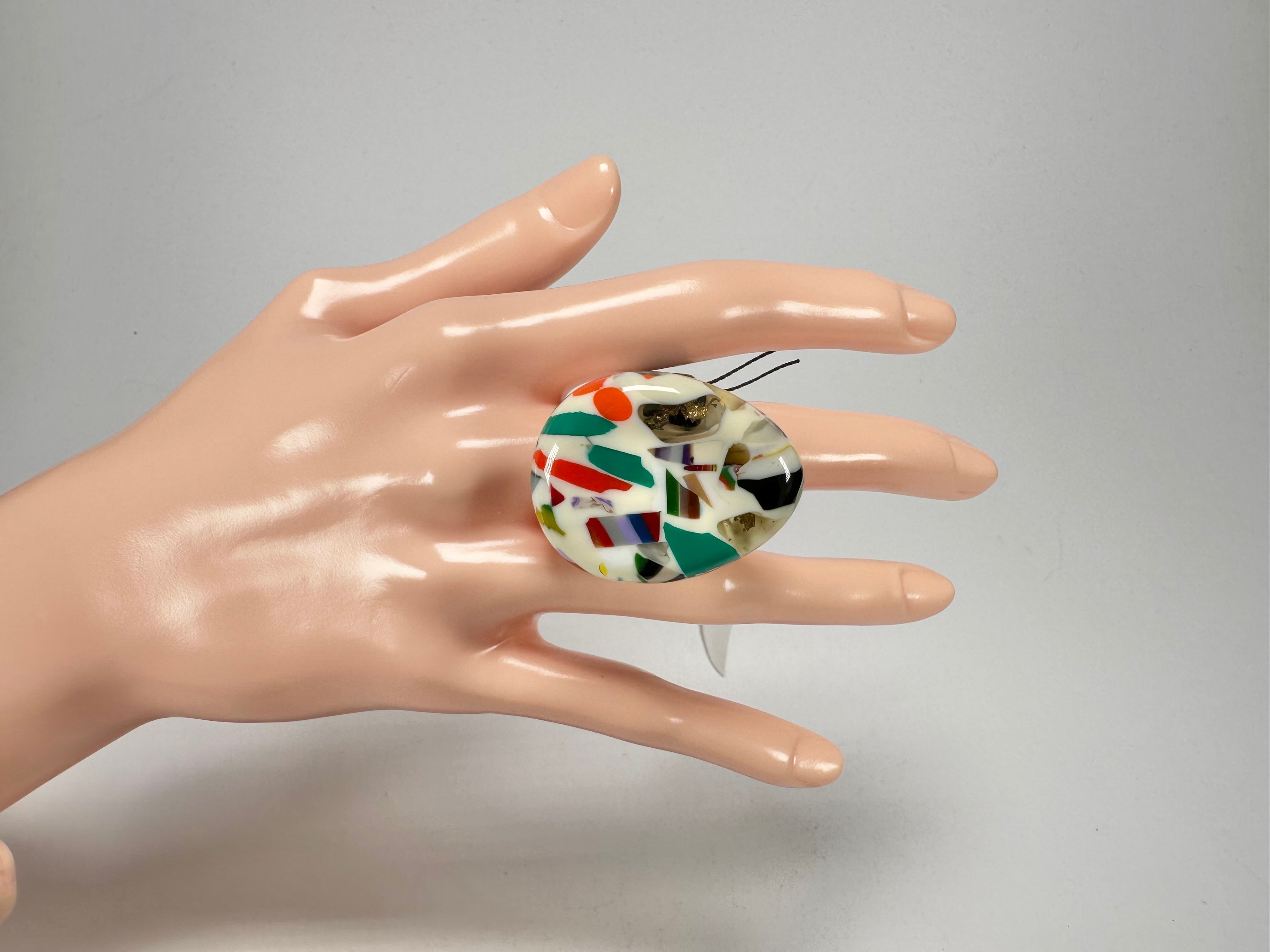 Sobral - Caillou Marfim "Poesia" Resin Ring ( 003597 ) - Size UK S / US 9