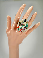 Sobral - Caillou Marfim "Poesia" Resin Ring ( 003597 ) - Size UK S / US 9