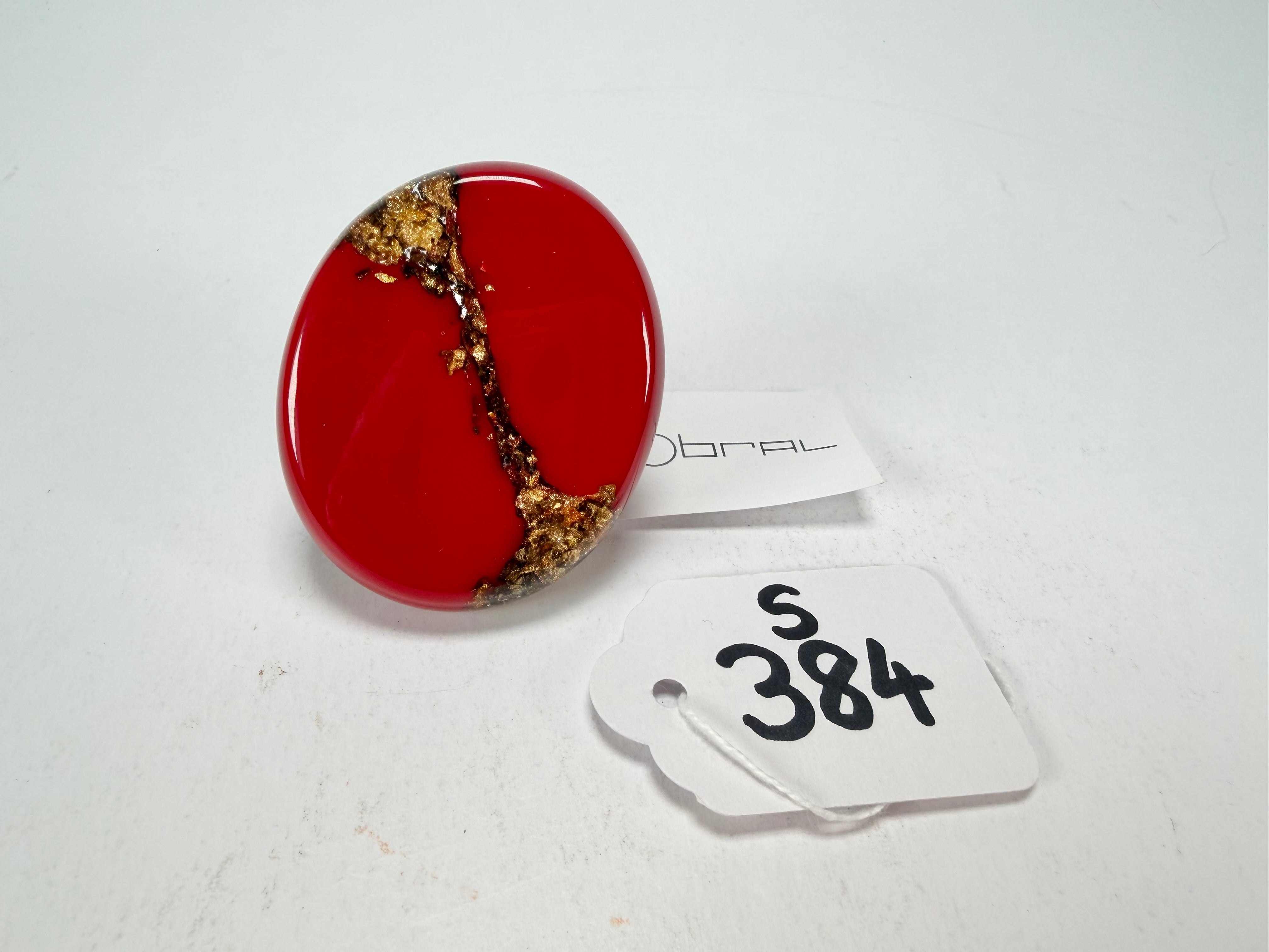 Sobral - Metalique "Munique" Orlando Red Resin Ring ( 005145 ) - Size UK S / US 9