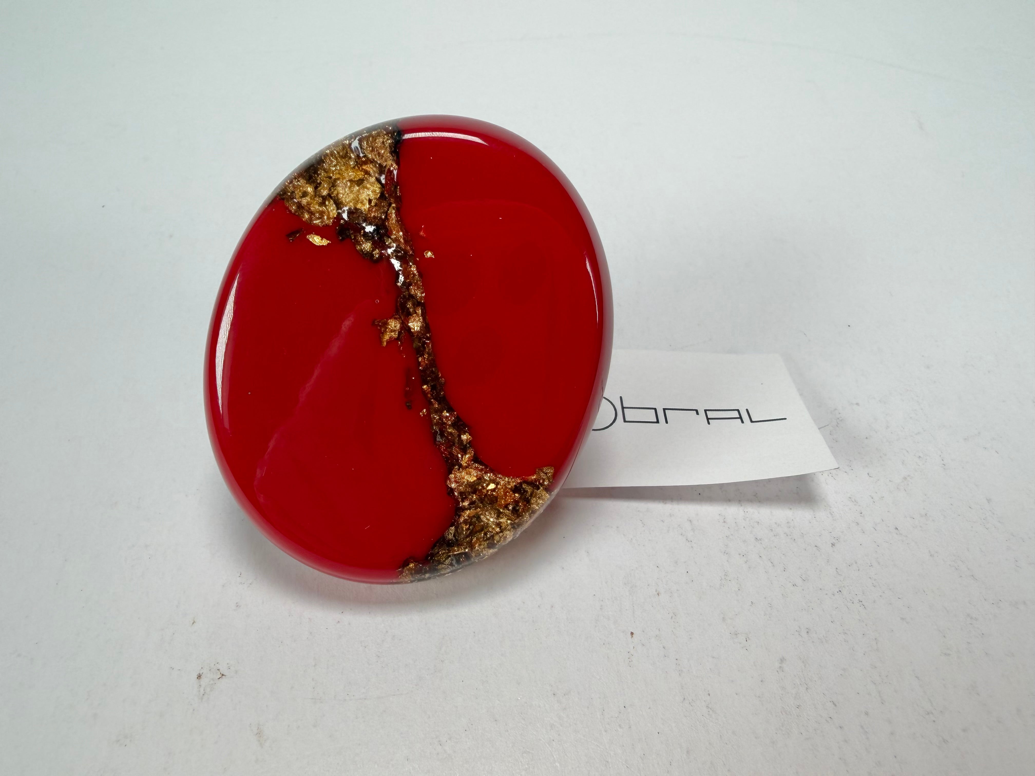 Sobral - Metalique "Munique" Orlando Red Resin Ring ( 005145 ) - Size UK S / US 9