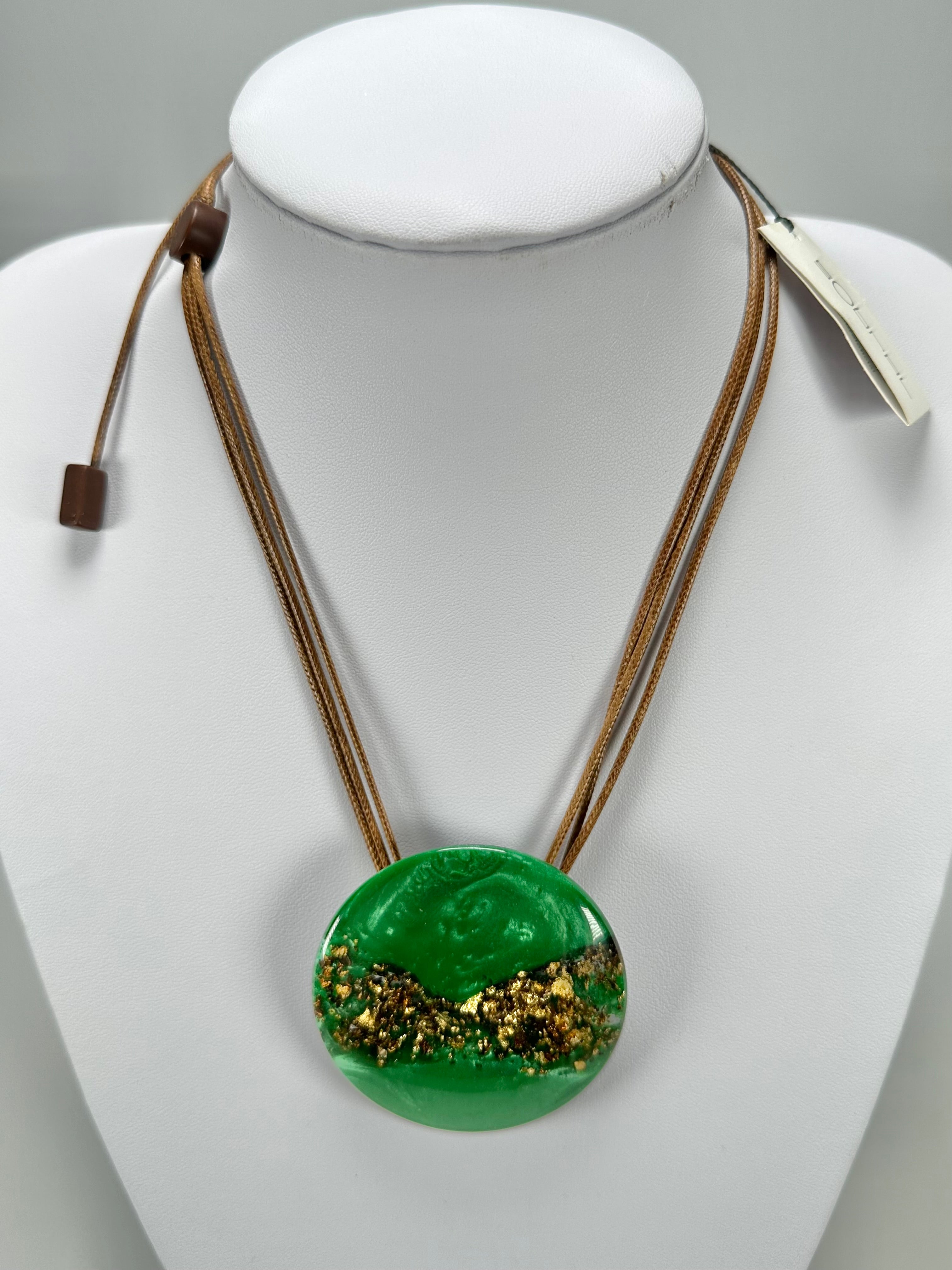Sobral - Metalique Orlando "Angelina" Green Resin Necklace ( 004438 )