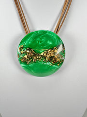 Sobral - Metalique Orlando "Angelina" Green Resin Necklace ( 004438 )