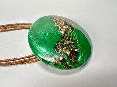 Sobral - Metalique Orlando "Angelina" Green Resin Necklace ( 004438 )
