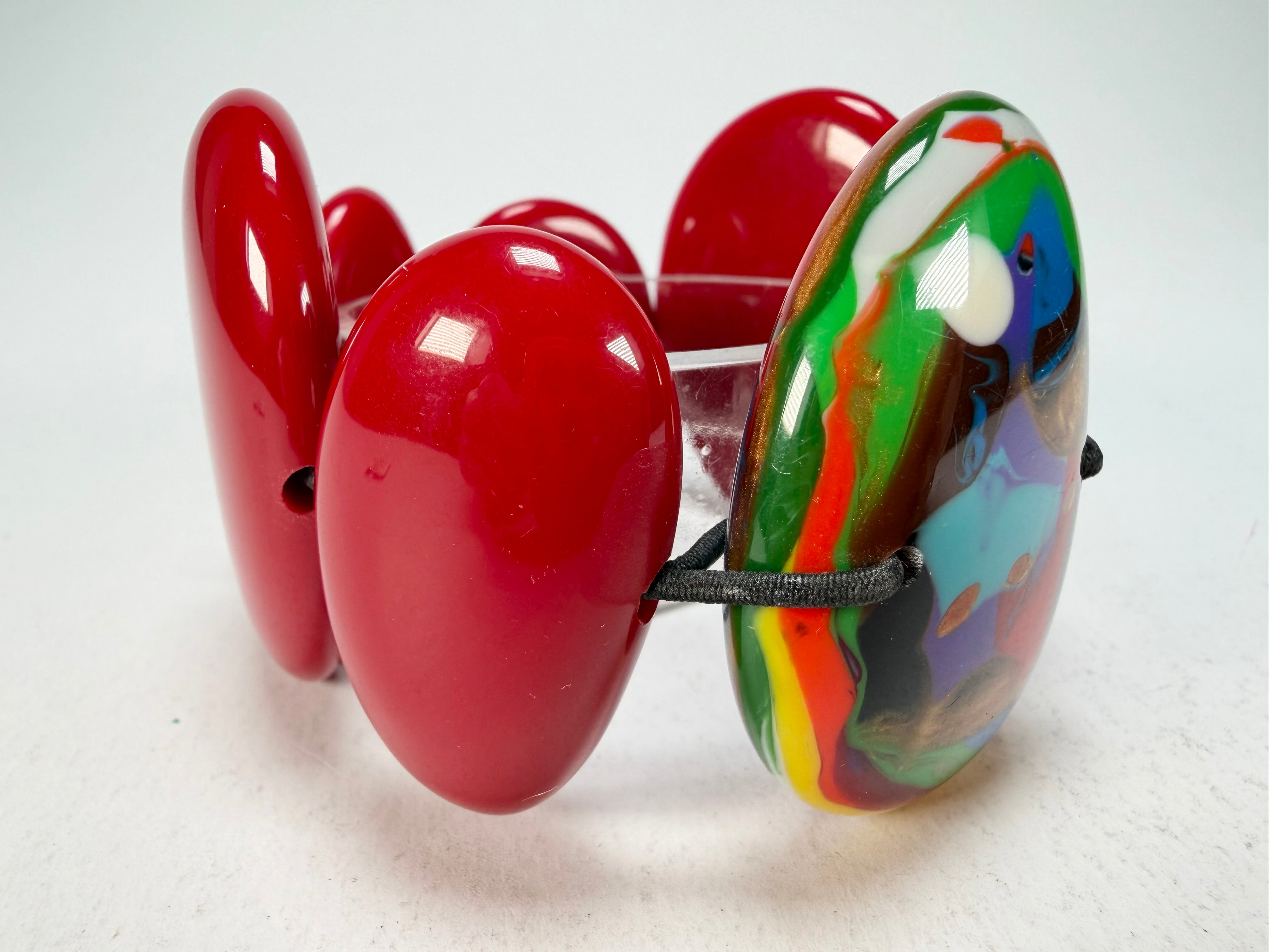 Sobral - Multi-Colour "Inspiração" K Red Elasticated Resin Bracelet ( 003595 )