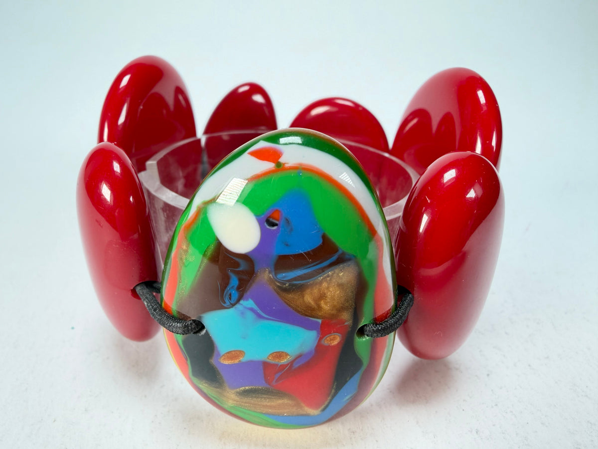 Sobral - Multi-Colour "Inspiração" K Red Elasticated Resin Bracelet ( 003595 )