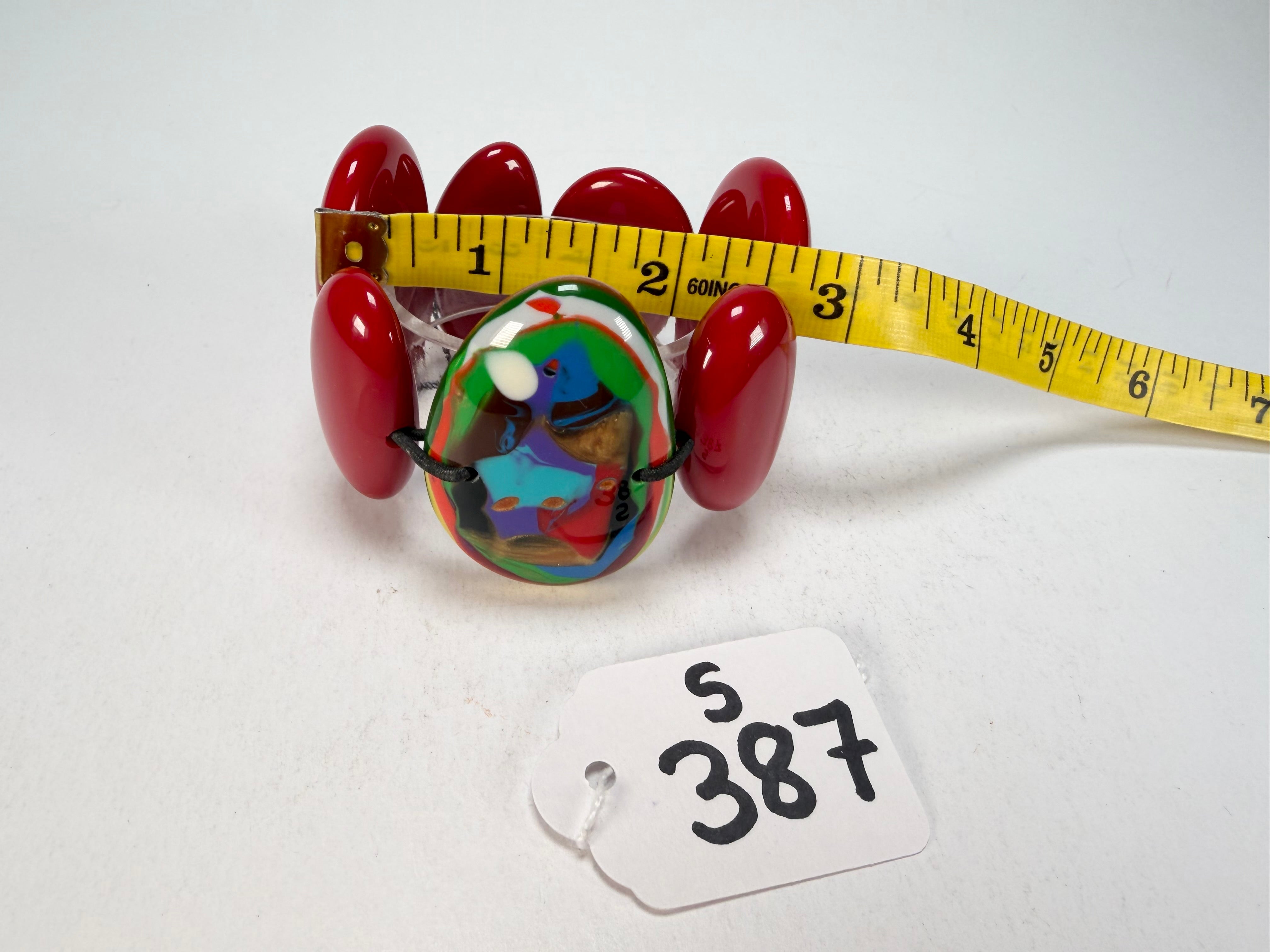 Sobral - Multi-Colour "Inspiração" K Red Elasticated Resin Bracelet ( 003595 )