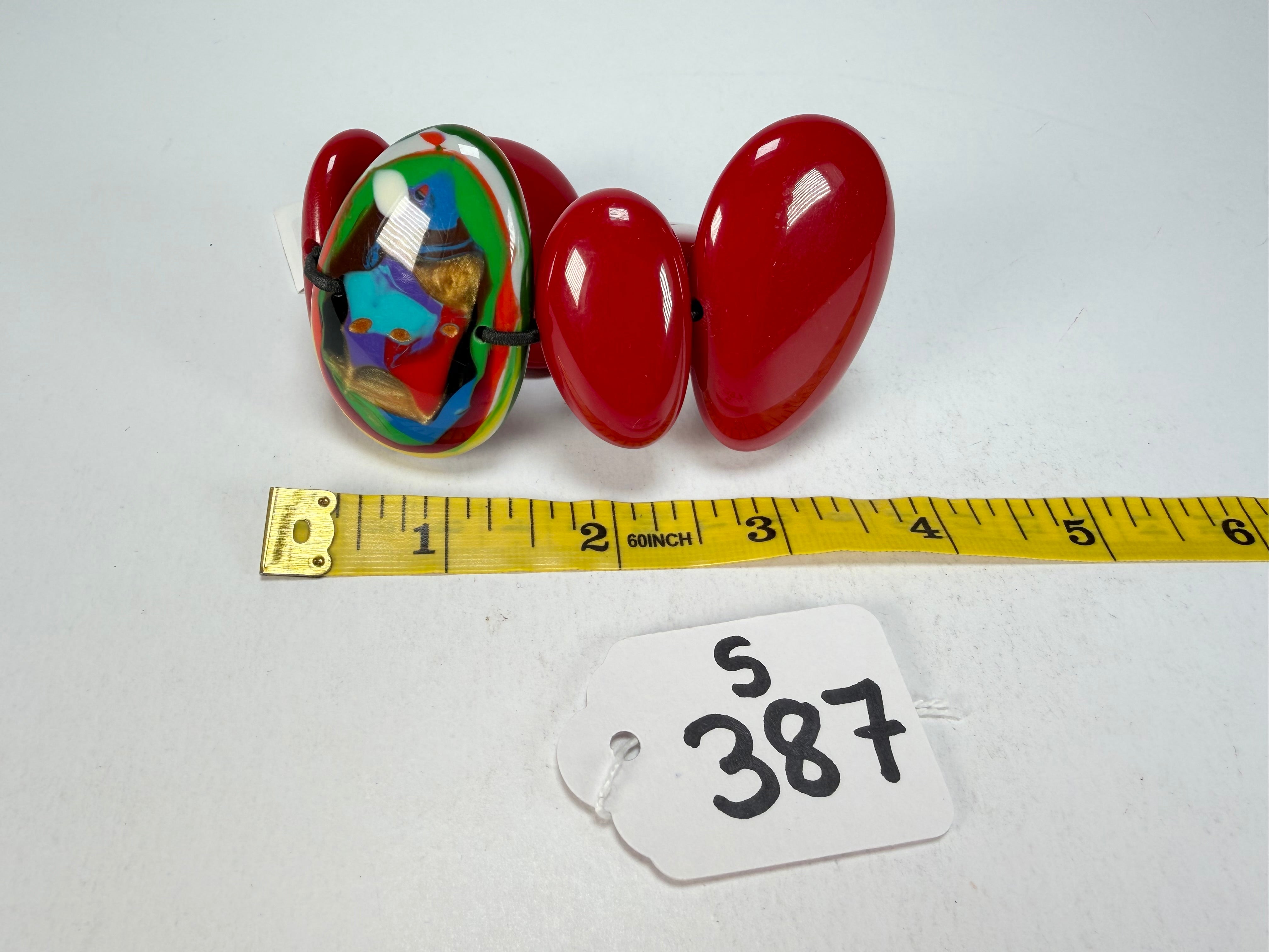 Sobral - Multi-Colour "Inspiração" K Red Elasticated Resin Bracelet ( 003595 )