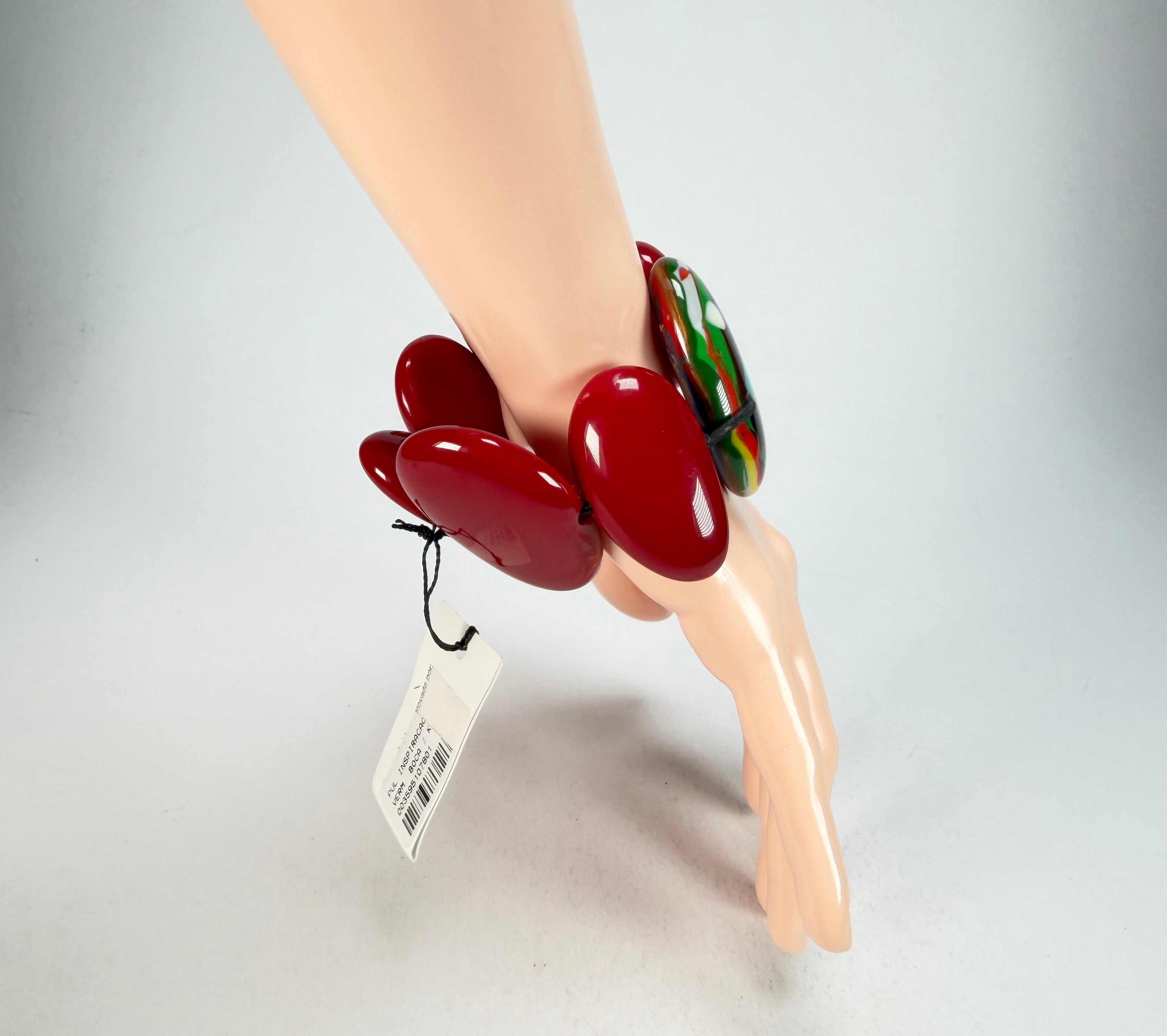 Sobral - Multi-Colour "Inspiração" K Red Elasticated Resin Bracelet ( 003595 )