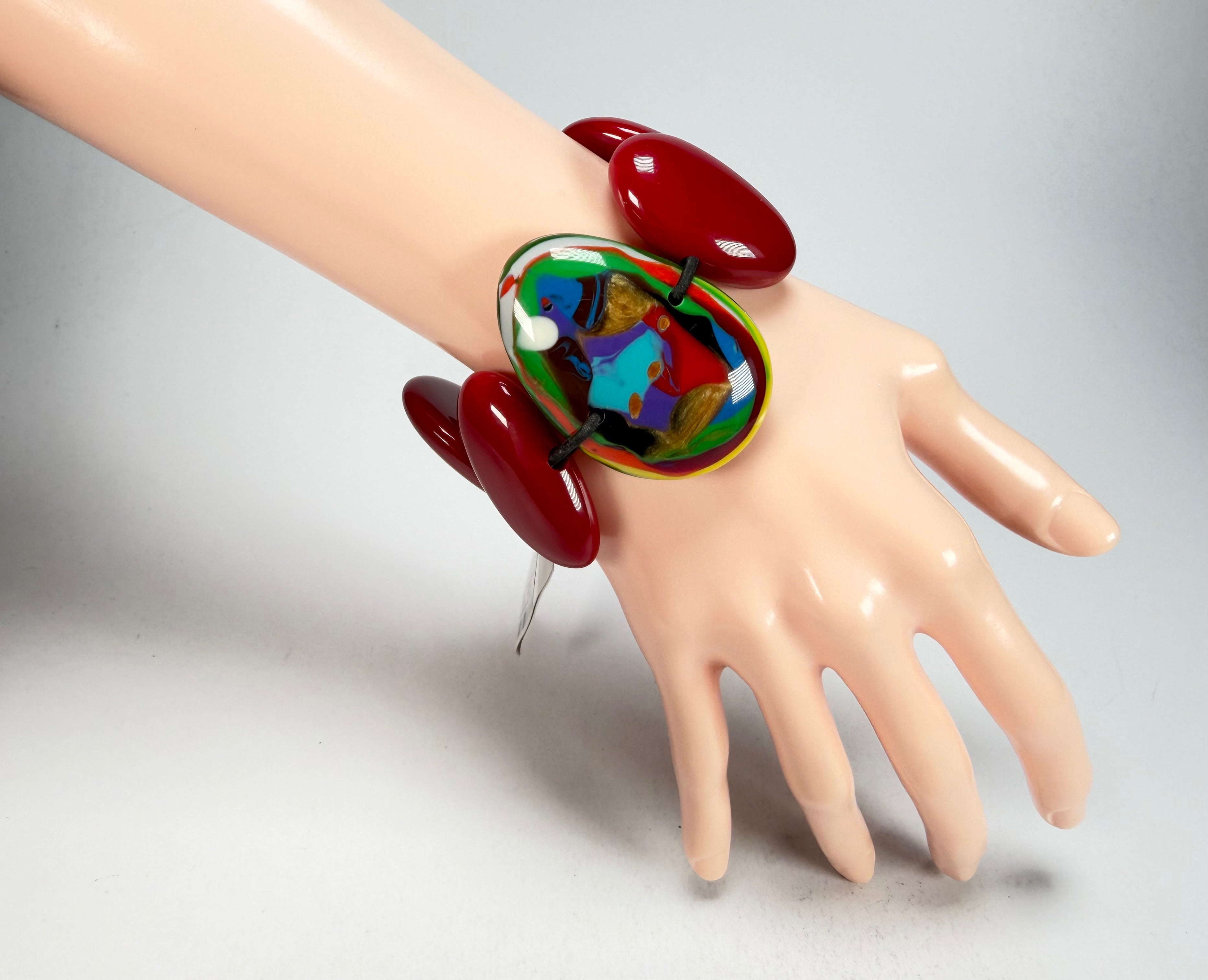 Sobral - Multi-Colour "Inspiração" K Red Elasticated Resin Bracelet ( 003595 )