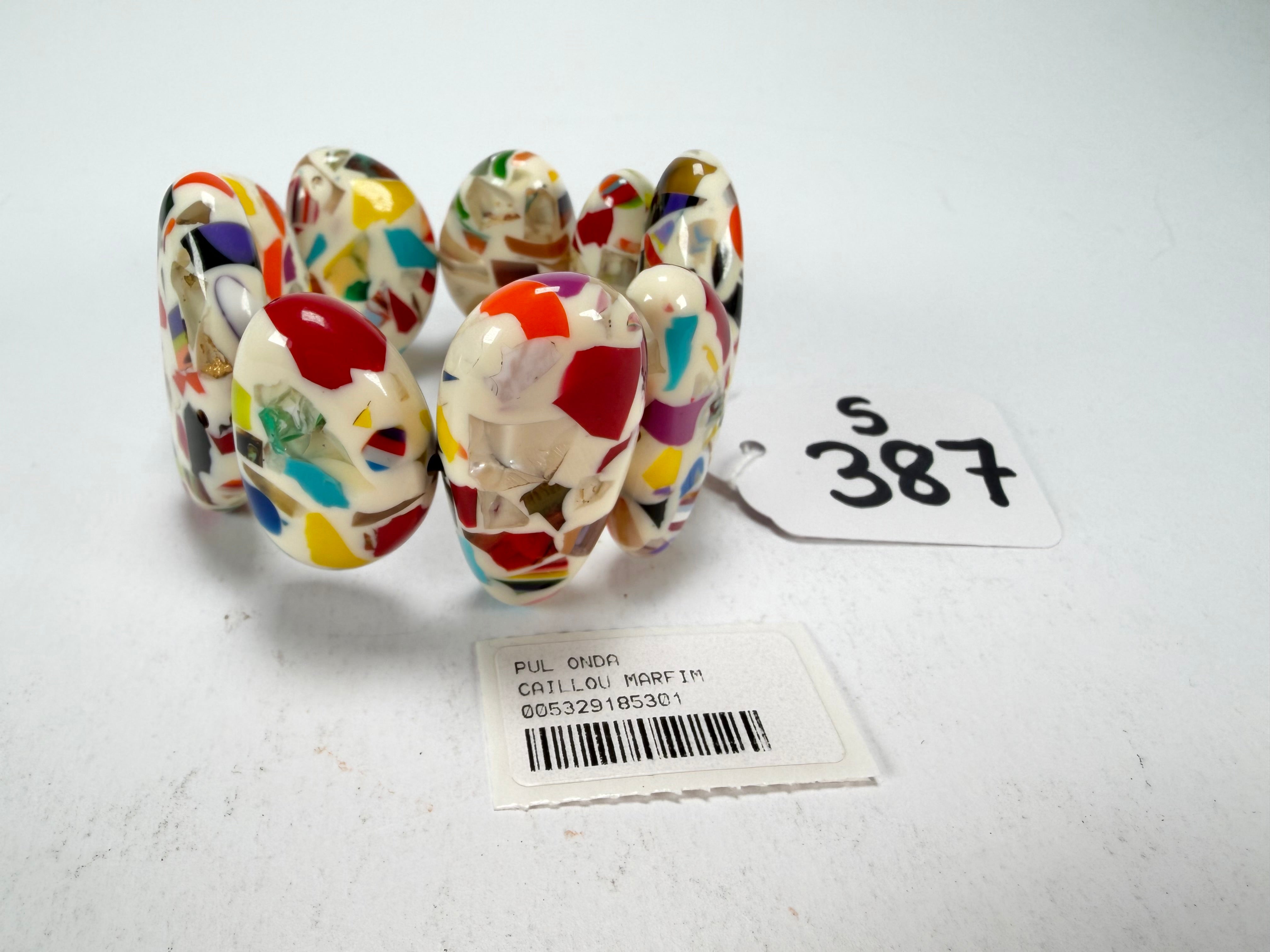 Sobral - Caillou Marfim "Onda" Elasticated Resin Bracelet ( 005329 )