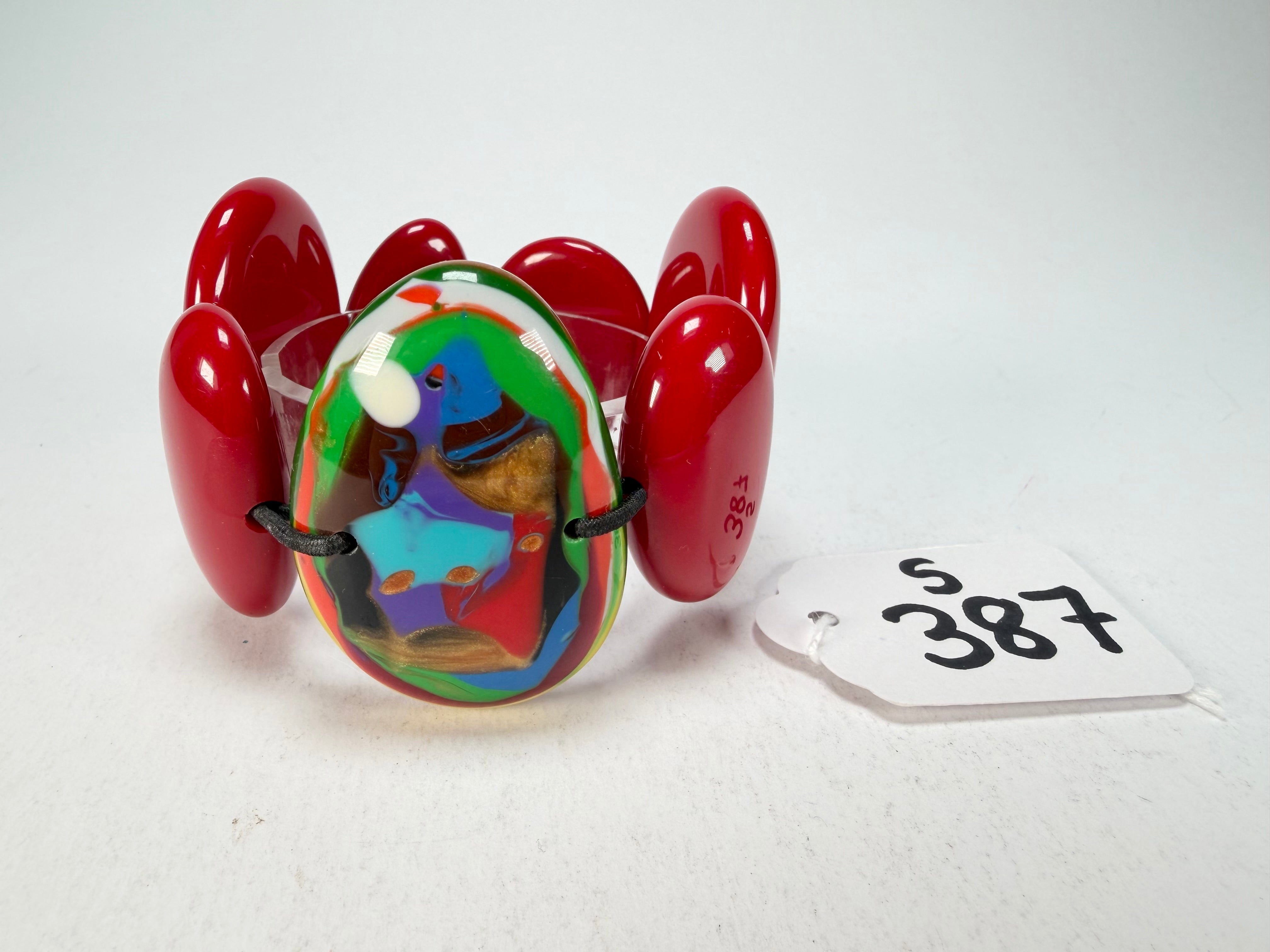 Sobral - Multi-Colour "Inspiração" K Red Elasticated Resin Bracelet ( 003595 )