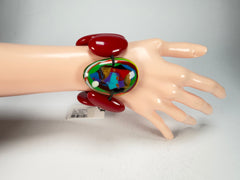 Sobral - Multi-Colour "Inspiração" K Red Elasticated Resin Bracelet ( 003595 )
