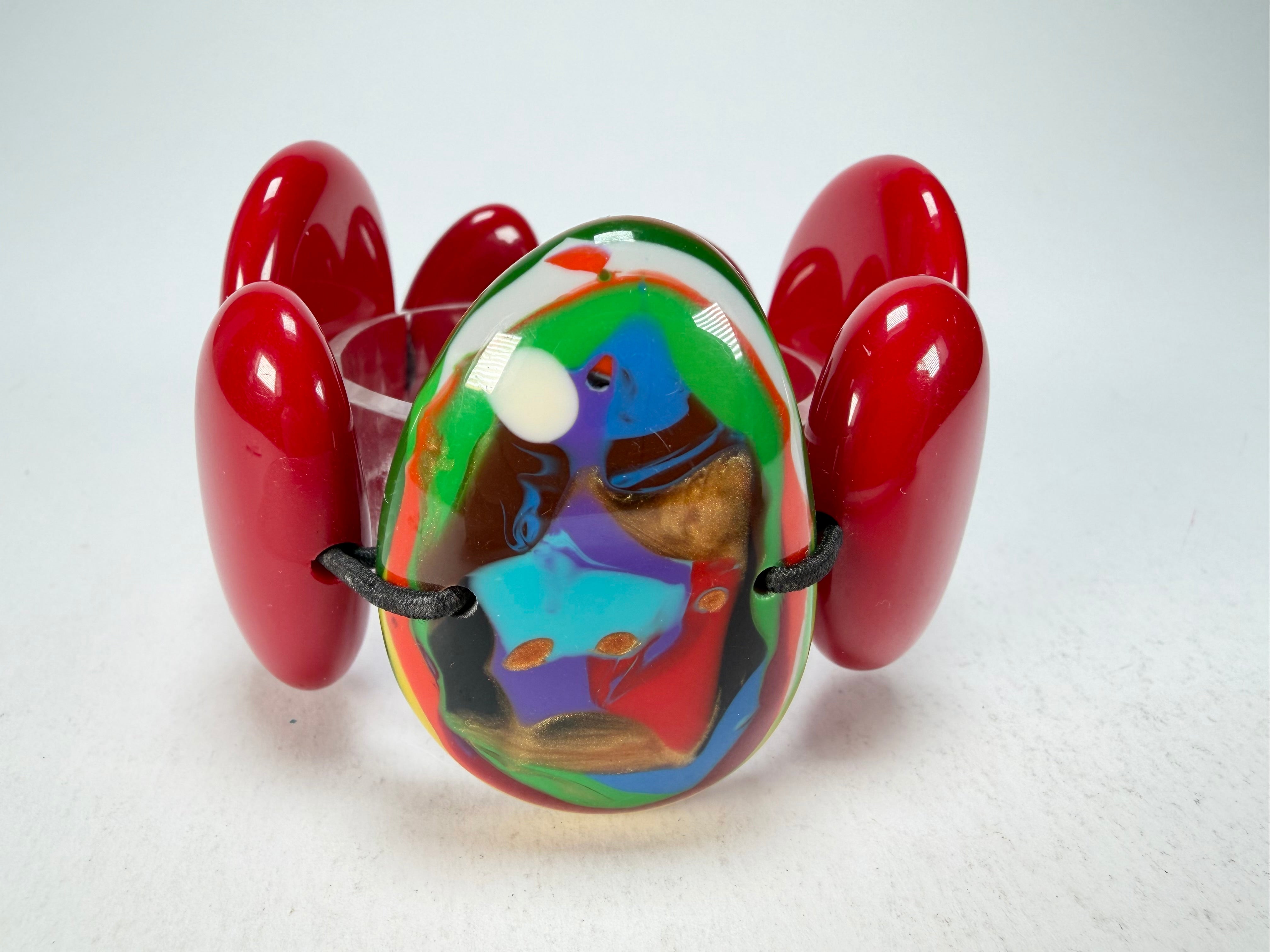 Sobral - Multi-Colour "Inspiração" K Red Elasticated Resin Bracelet ( 003595 )