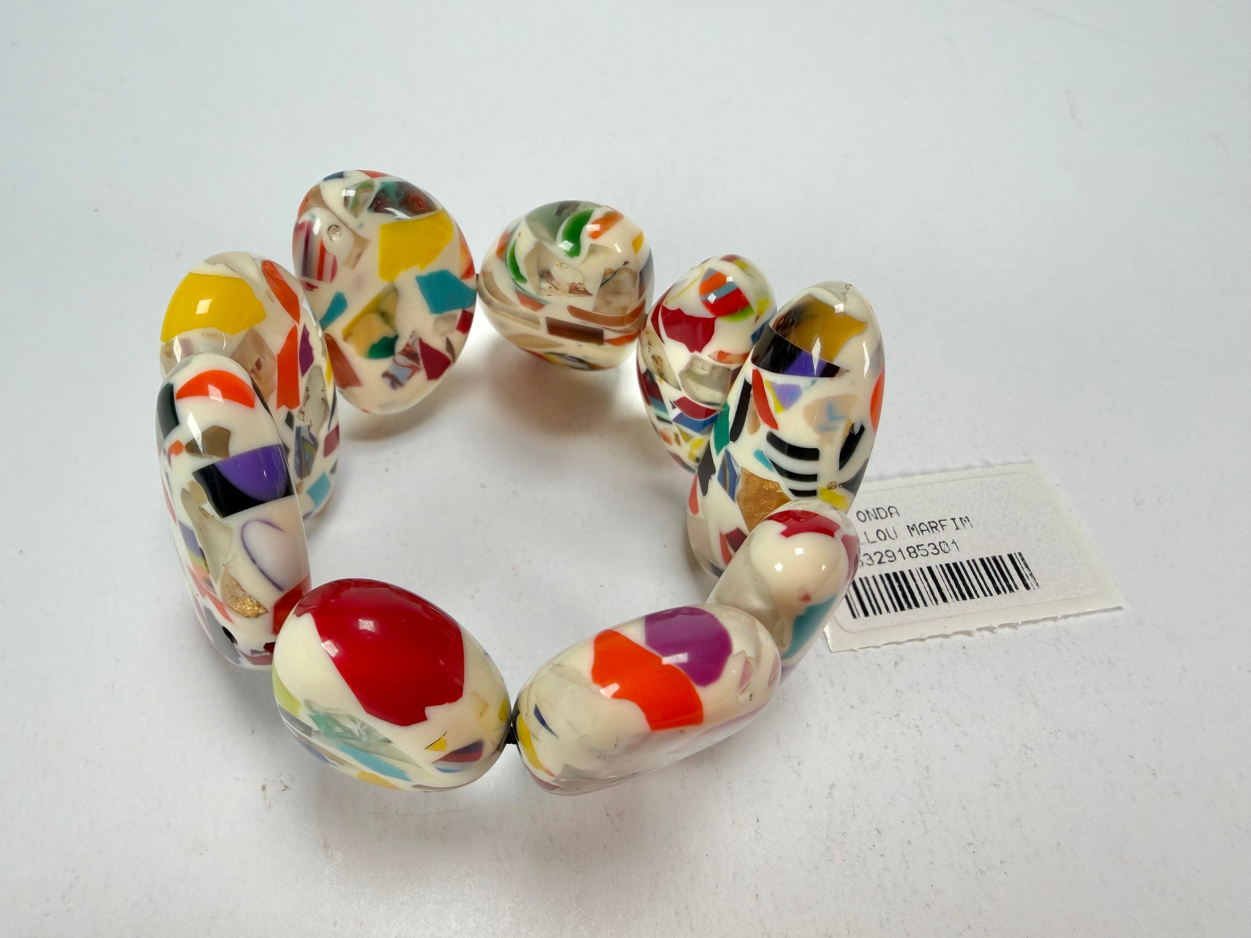 Sobral - Caillou Marfim "Onda" Elasticated Resin Bracelet ( 005329 )