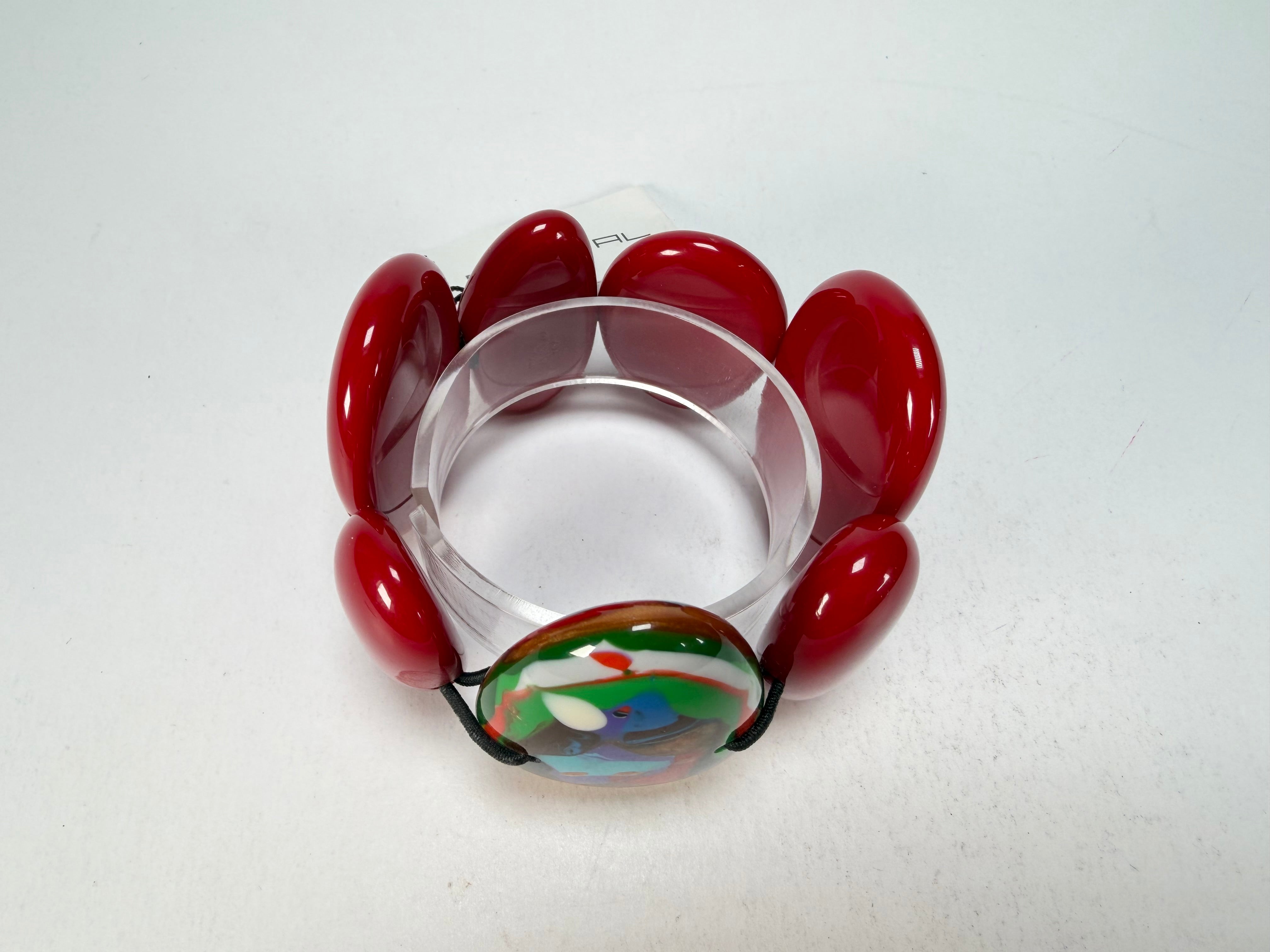Sobral - Multi-Colour "Inspiração" K Red Elasticated Resin Bracelet ( 003595 )