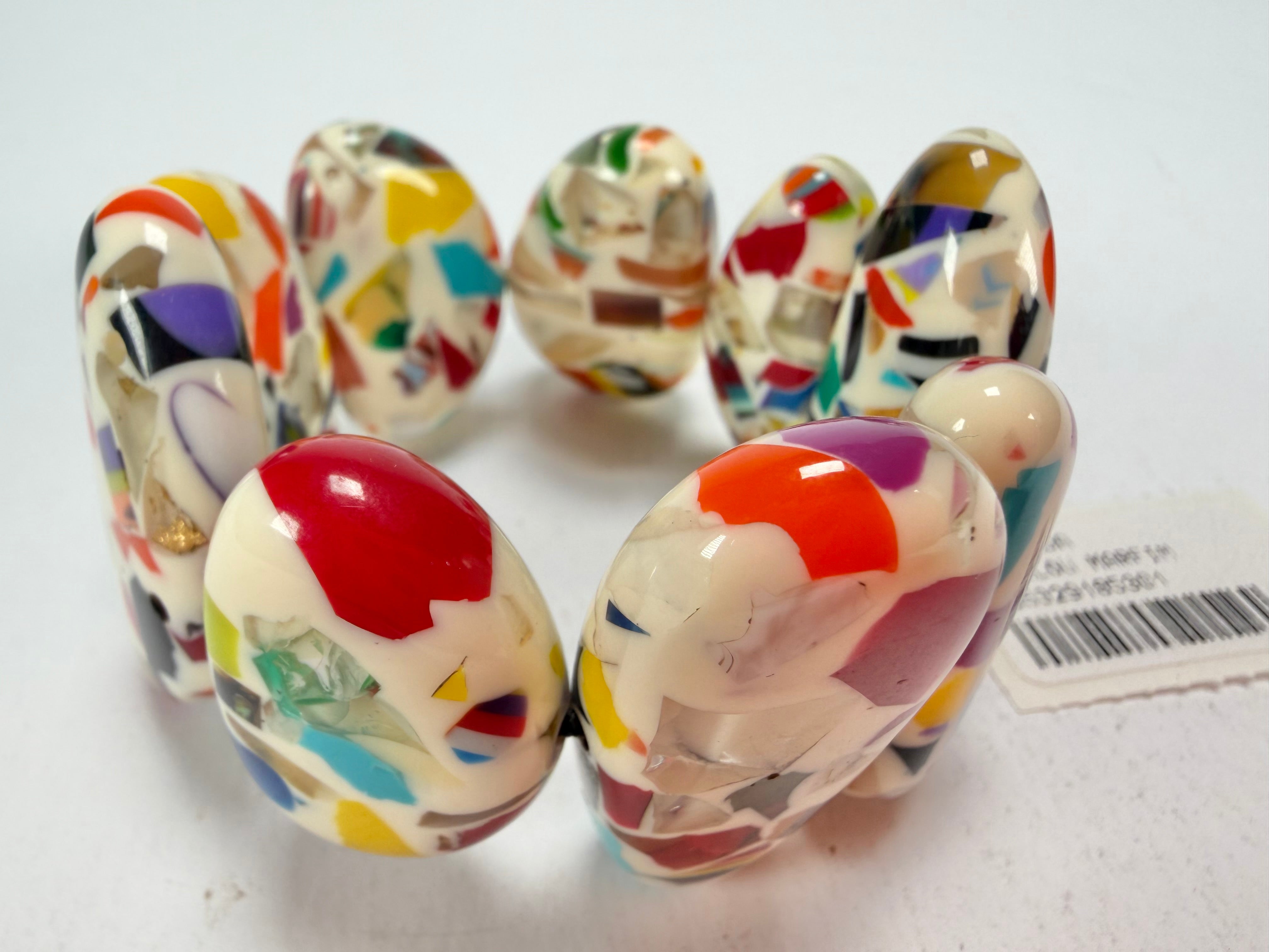 Sobral - Caillou Marfim "Onda" Elasticated Resin Bracelet ( 005329 )