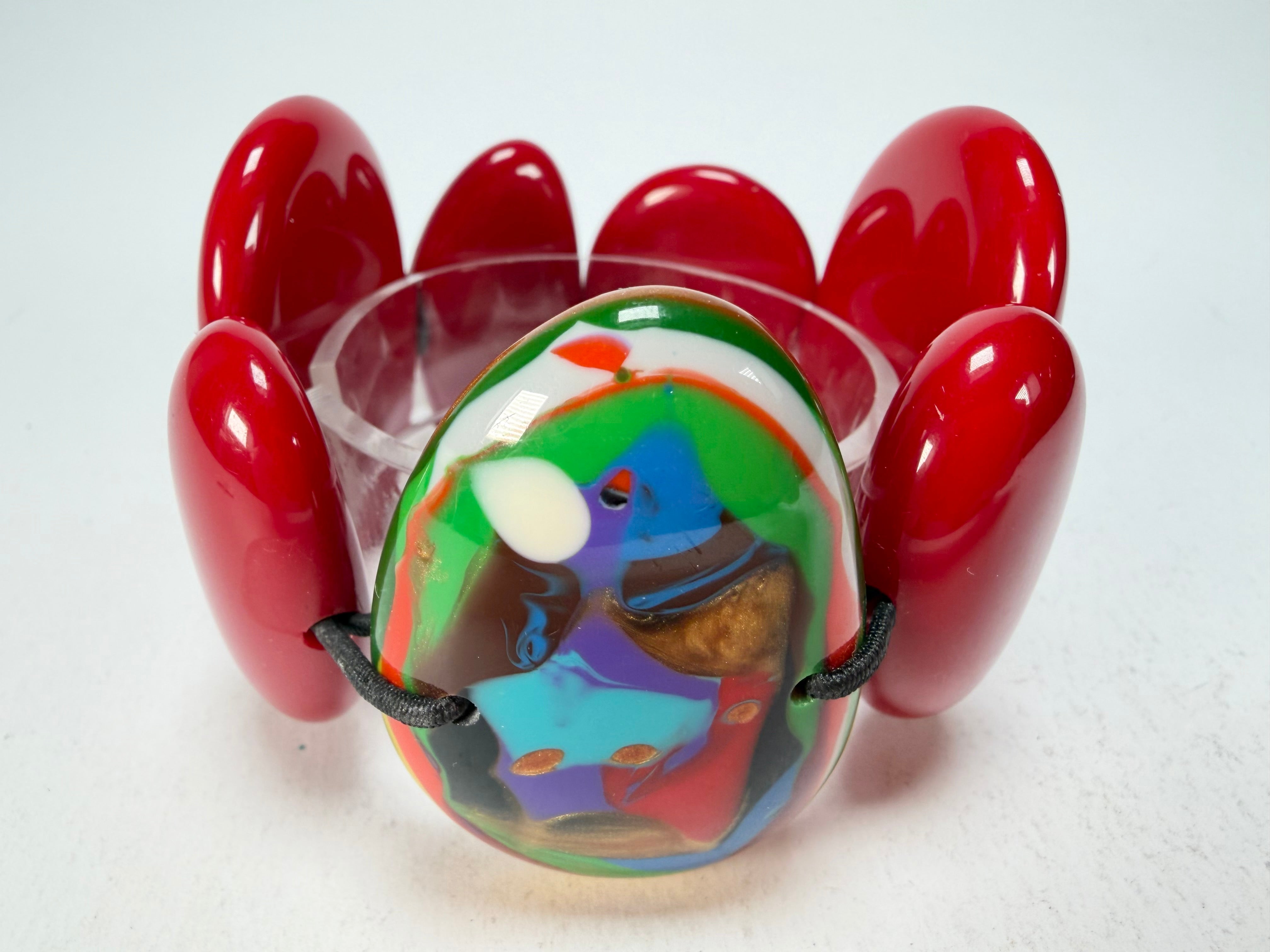 Sobral - Multi-Colour "Inspiração" K Red Elasticated Resin Bracelet ( 003595 )