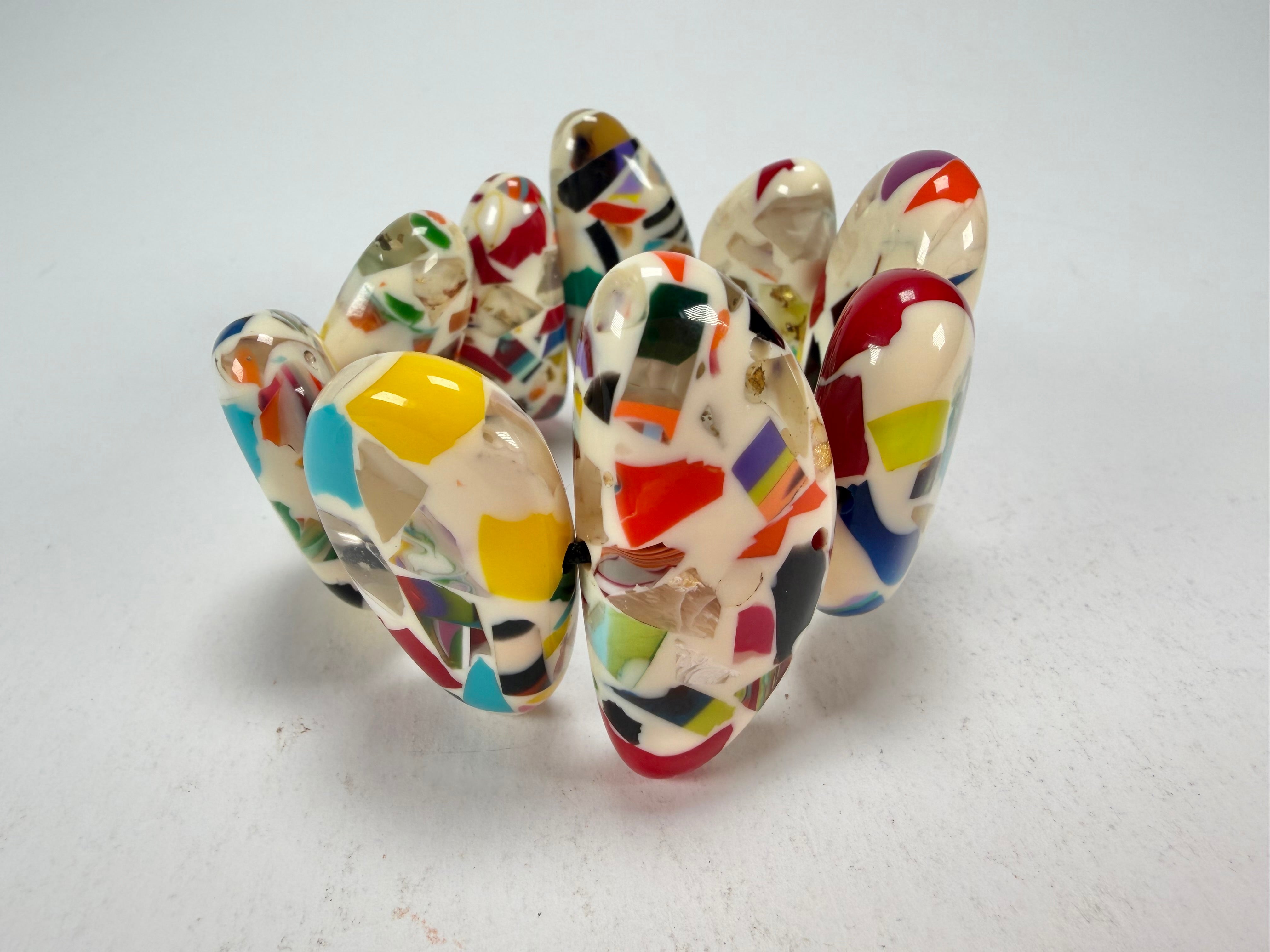 Sobral - Caillou Marfim "Onda" Elasticated Resin Bracelet ( 005329 )