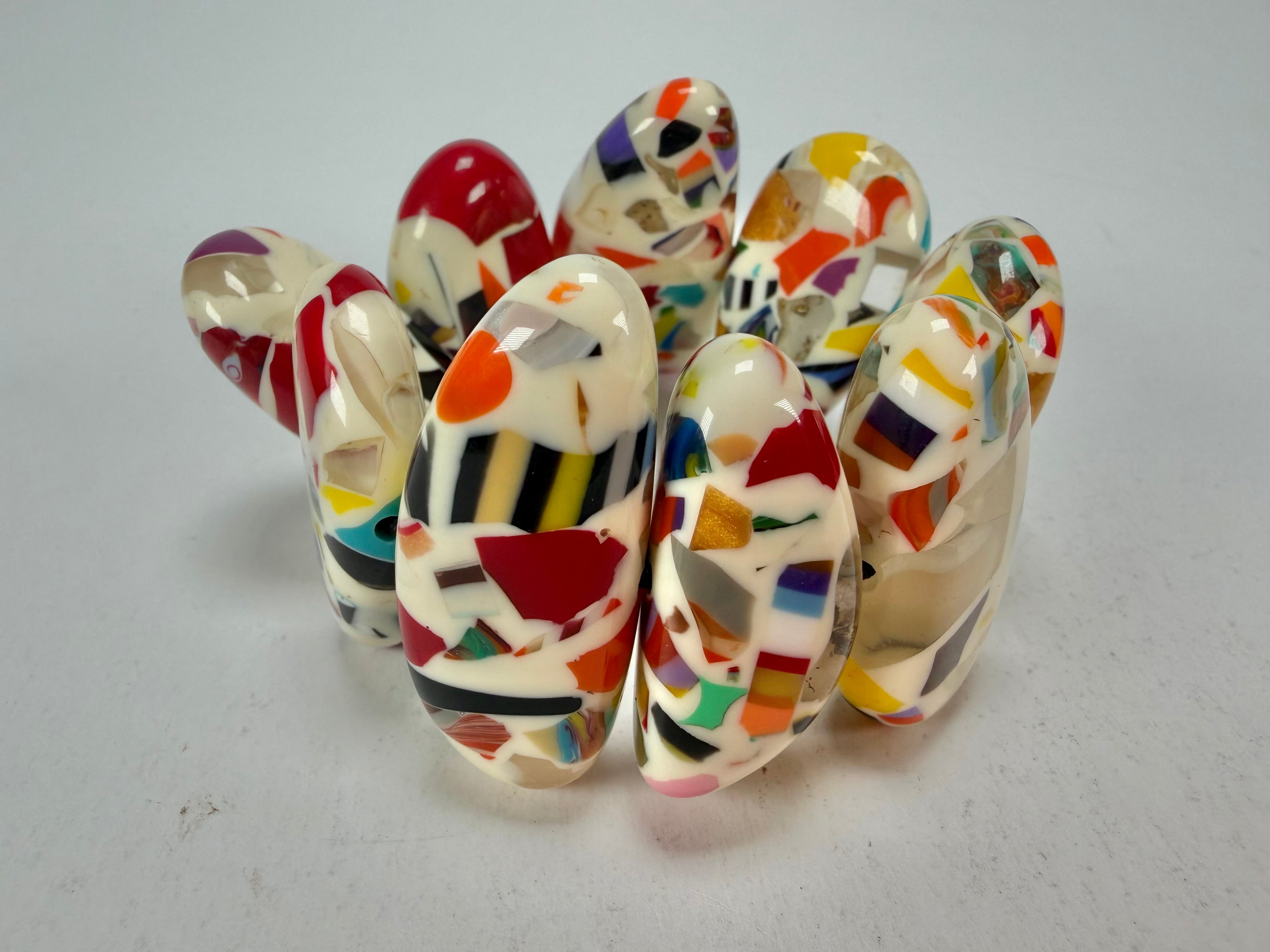 Sobral - Caillou Marfim "Onda" Elasticated Resin Bracelet ( 005329 )