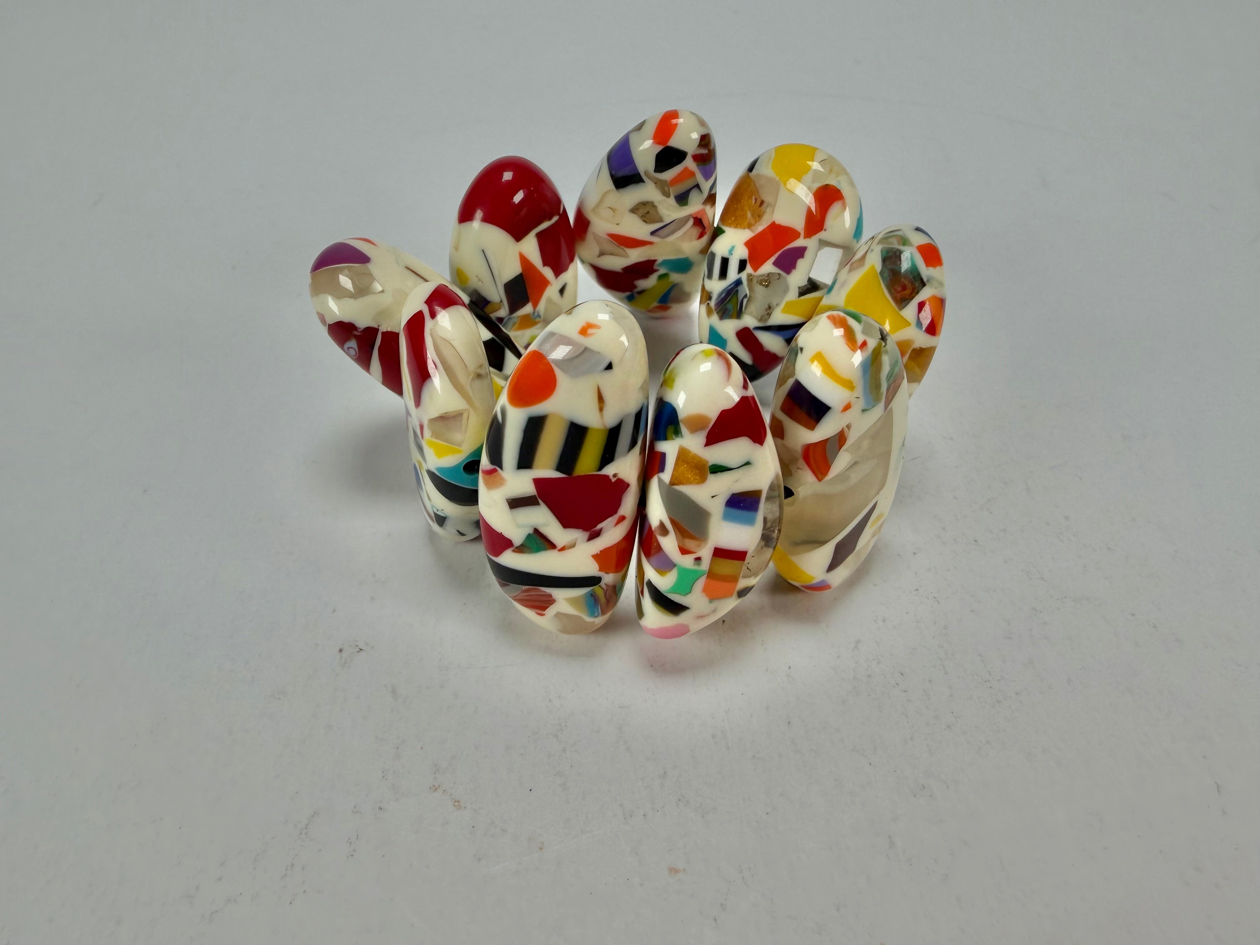 Sobral - Caillou Marfim "Onda" Elasticated Resin Bracelet ( 005329 )