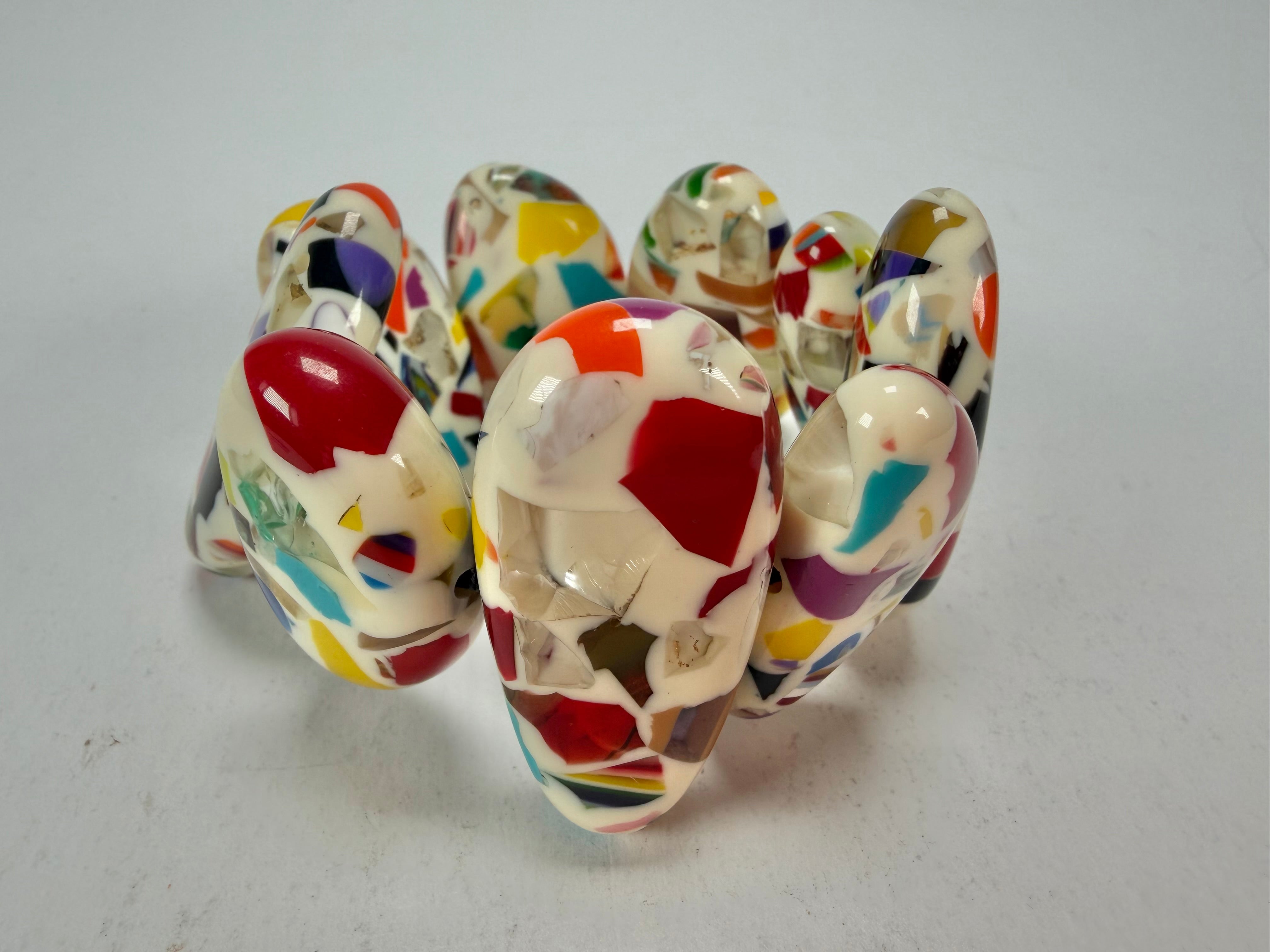 Sobral - Caillou Marfim "Onda" Elasticated Resin Bracelet ( 005329 )