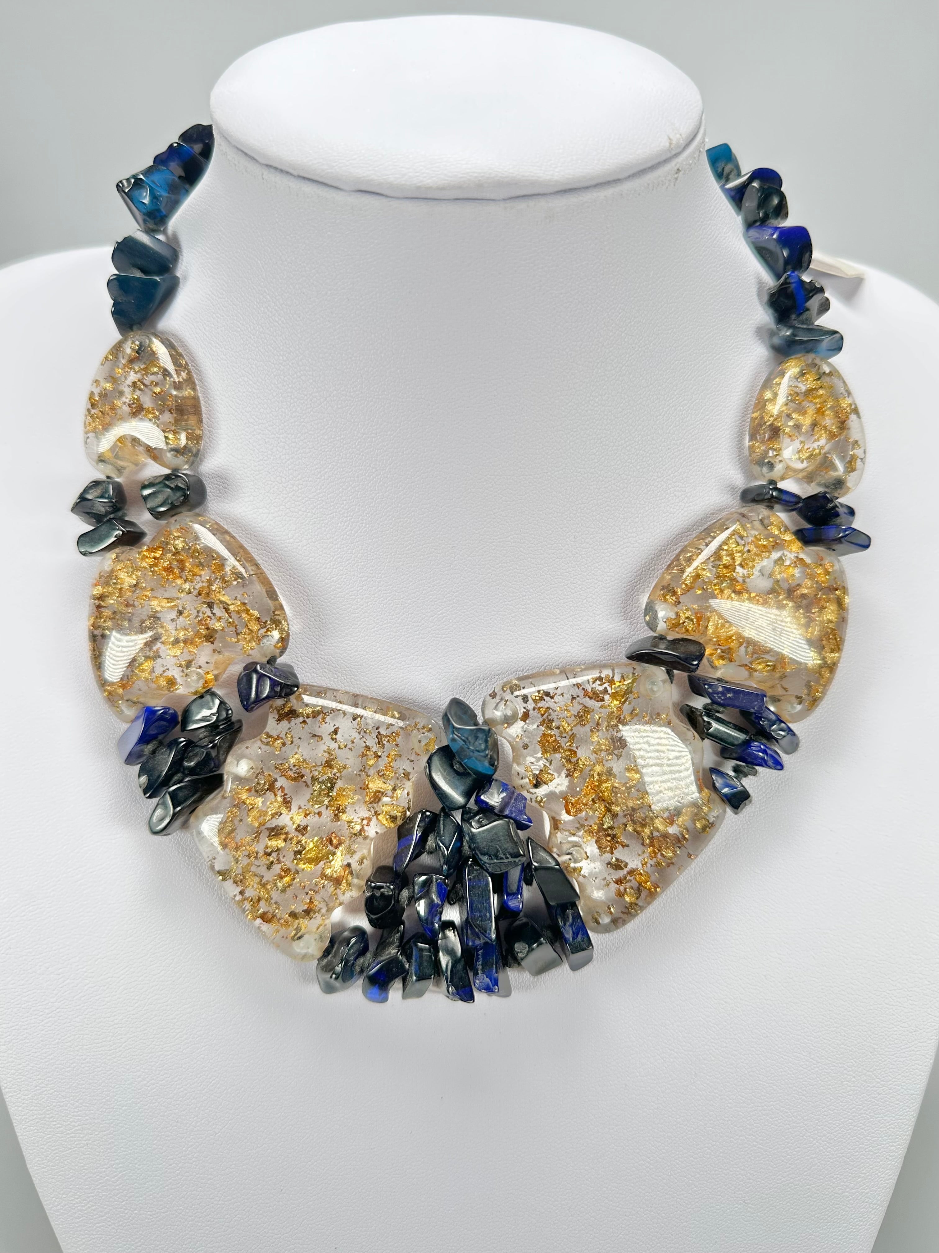 Sobral - Metalique "Radesh" Royal Blue Resin Necklace ( 003535 )