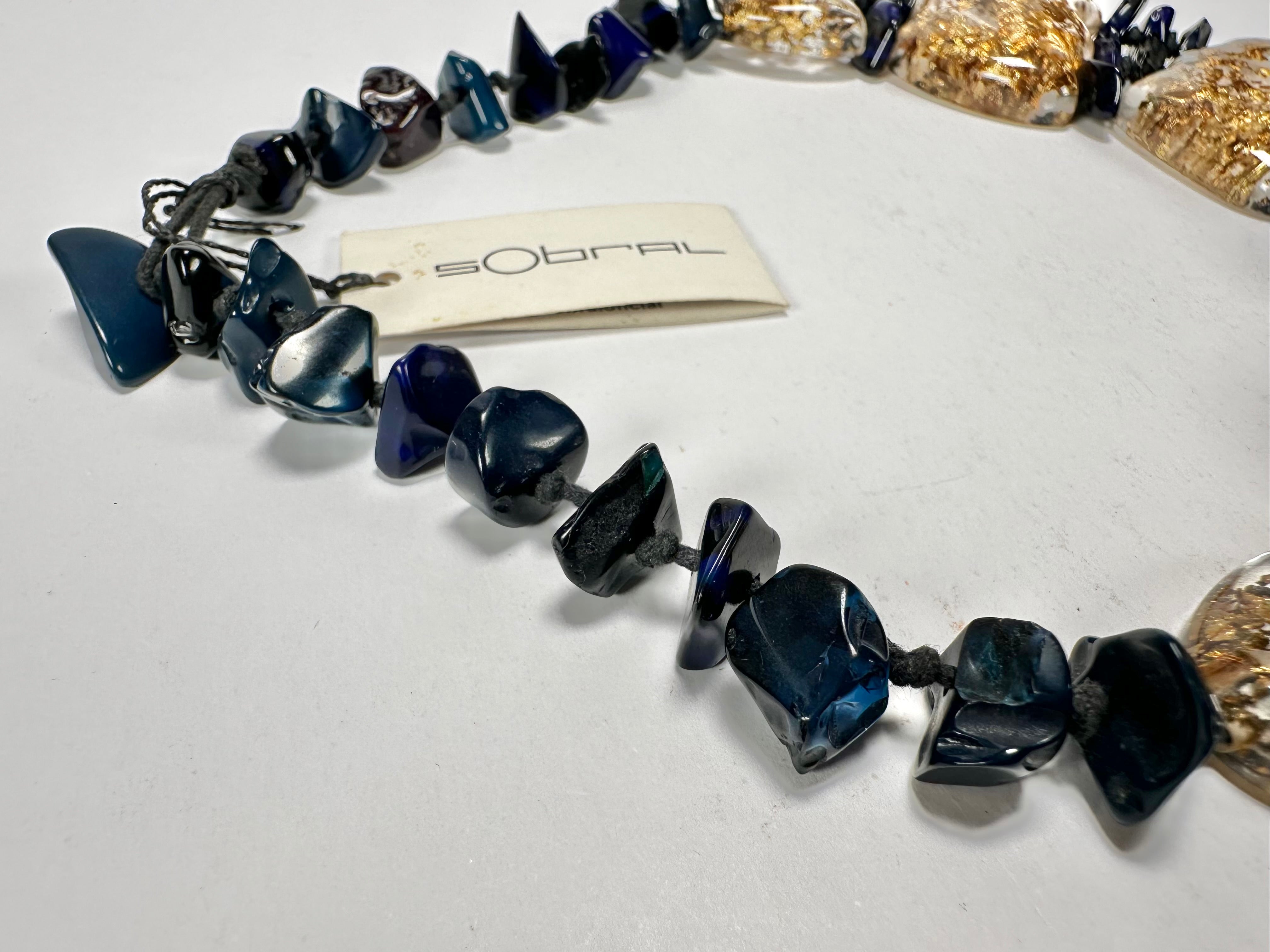 Sobral - Metalique "Radesh" Royal Blue Resin Necklace ( 003535 )