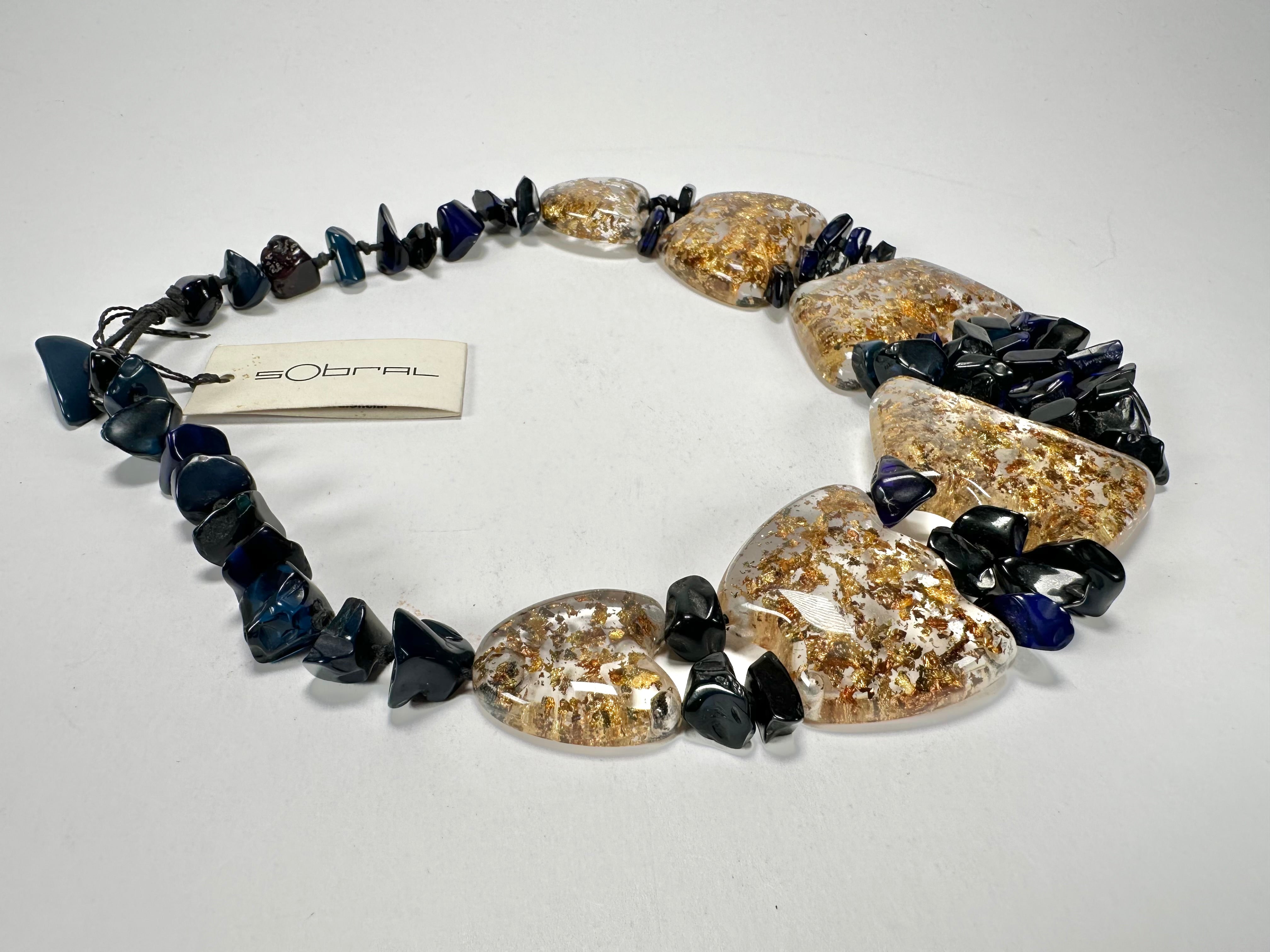 Sobral - Metalique "Radesh" Royal Blue Resin Necklace ( 003535 )