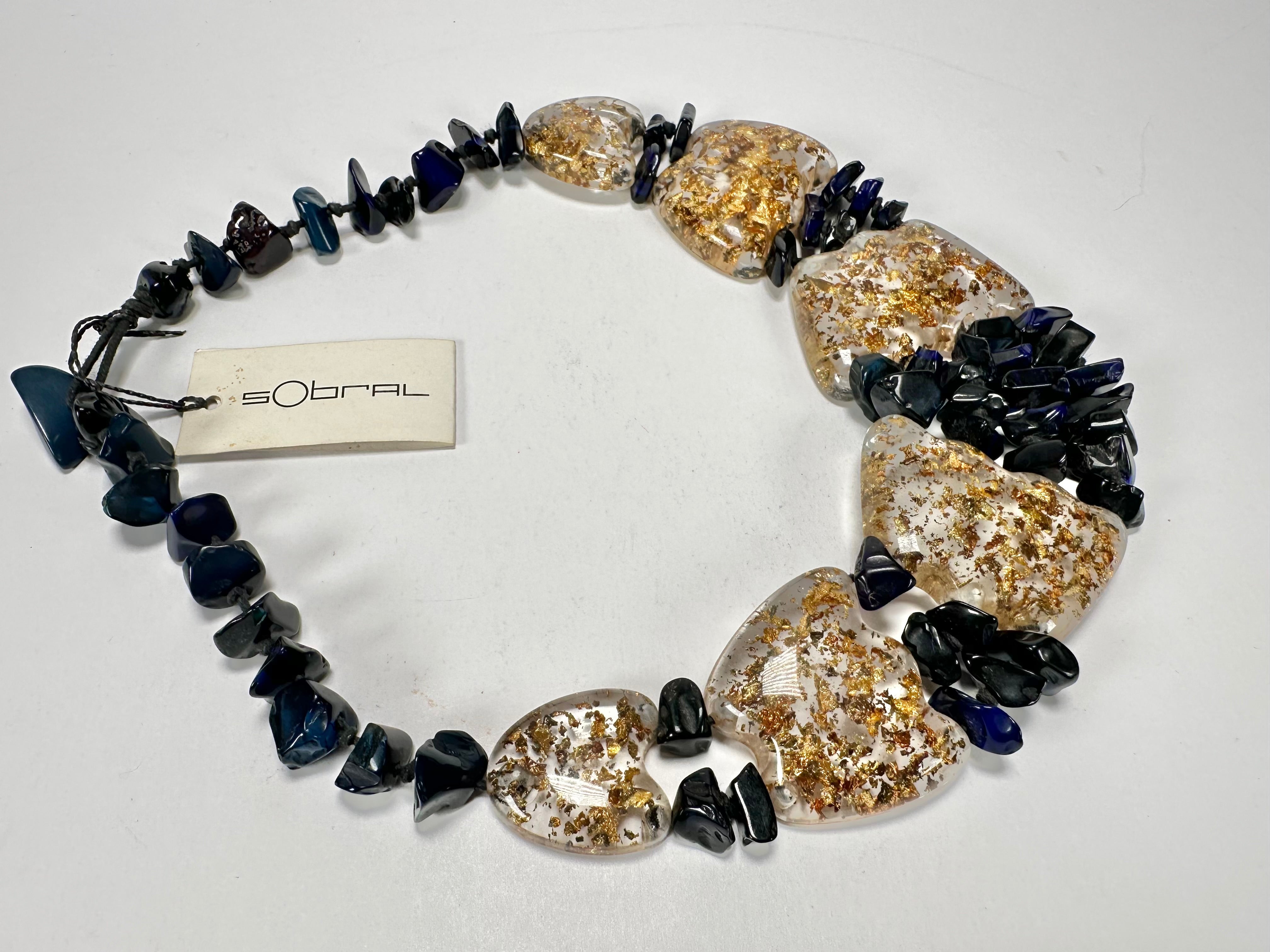 Sobral - Metalique "Radesh" Royal Blue Resin Necklace ( 003535 )
