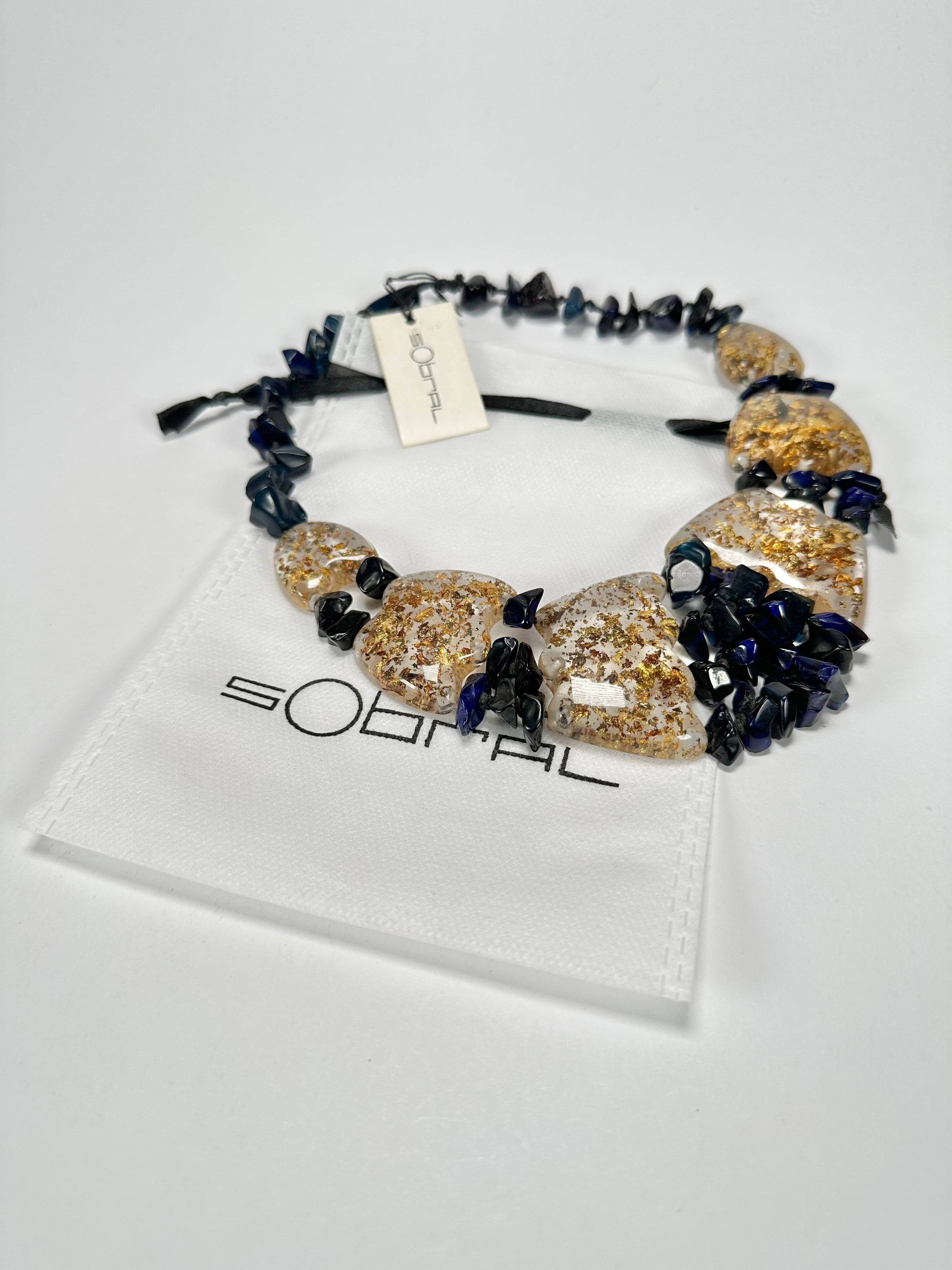 Sobral - Metalique "Radesh" Royal Blue Resin Necklace ( 003535 )